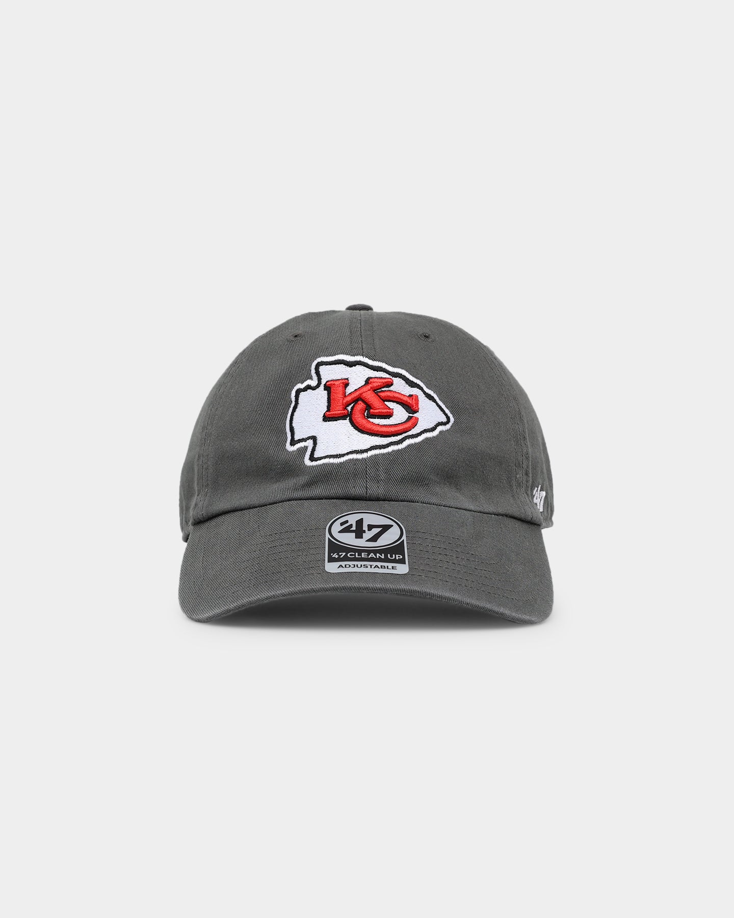 47 Brand Kansas City Chiefs 47 Clean Up Strapback Charcoal Hat - Adjustable Snapback Cap for NFL Fans, Sports Enthusiasts - Perfect for Game Day, Tailgating & Casual Wear