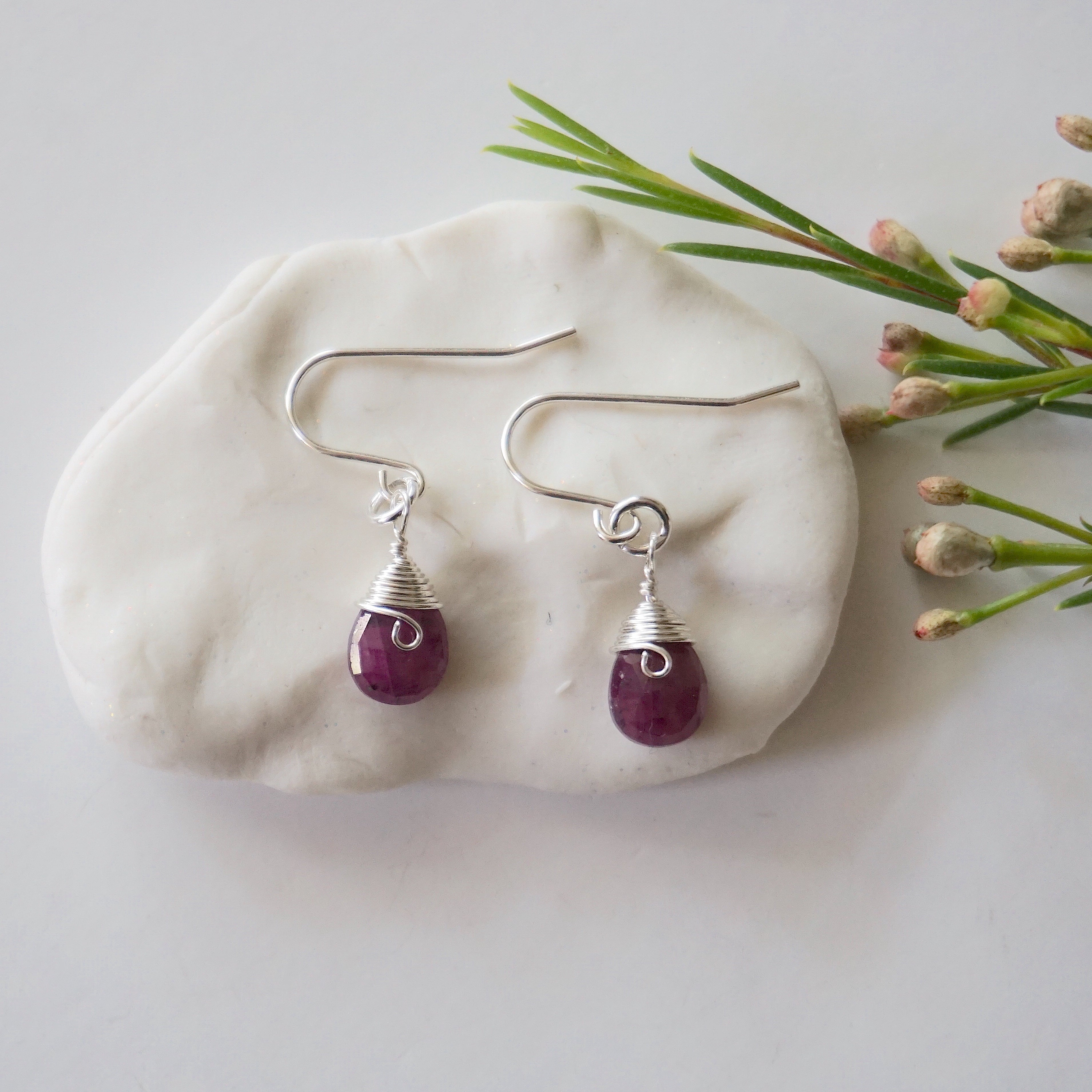 Ruby Teardrop Earrings - Sterling Silver Jewelry for Women | Elegant Dangle Earrings for Parties, Weddings & Special Occasions