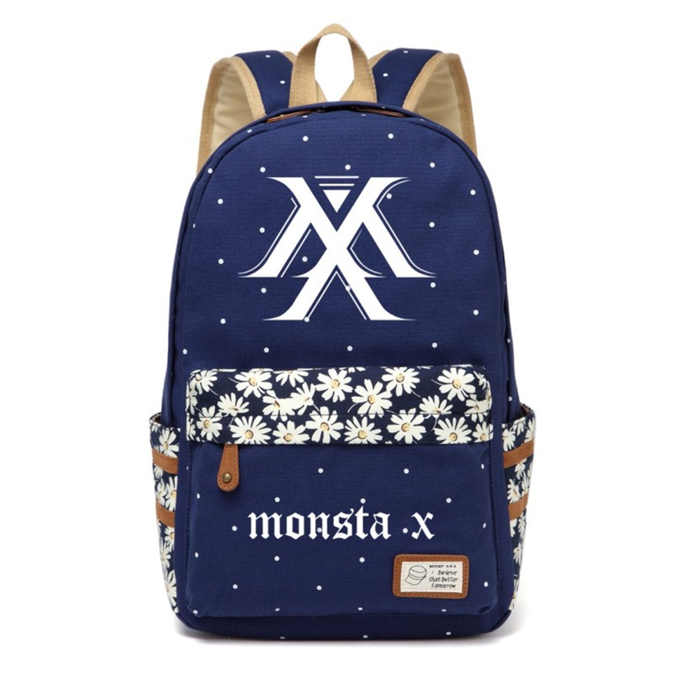 JUSTGOGO KPOP Backpack for Women & Men - 15.6 Inch Laptop Daypack, Waterproof College School Book Bag with USB Charging Port - Perfect for Travel, Work, Study (Dark Blue)