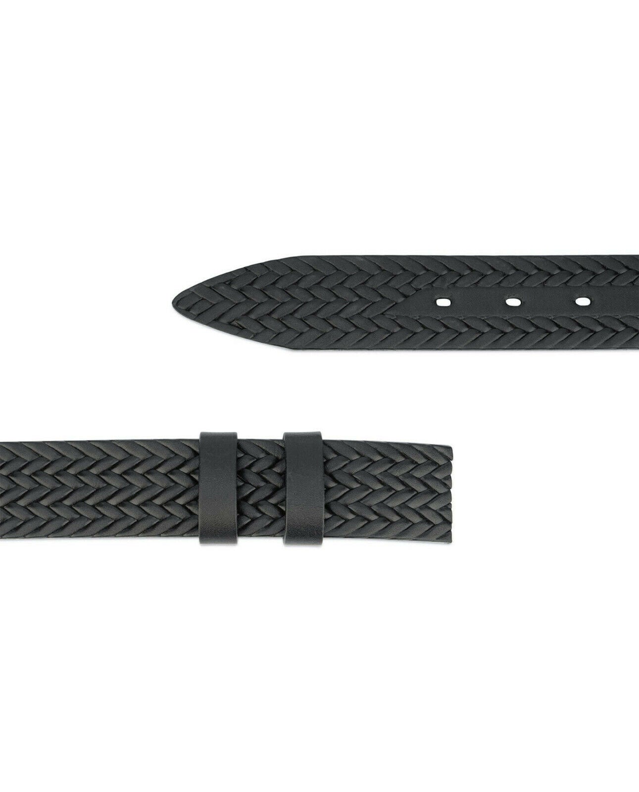 Premium Full Grain Leather Black Belt Strap for Montblanc Buckle - 35mm Men's Woven Embossed Dress Belt - Perfect for Business, Office & Formal Occasions
