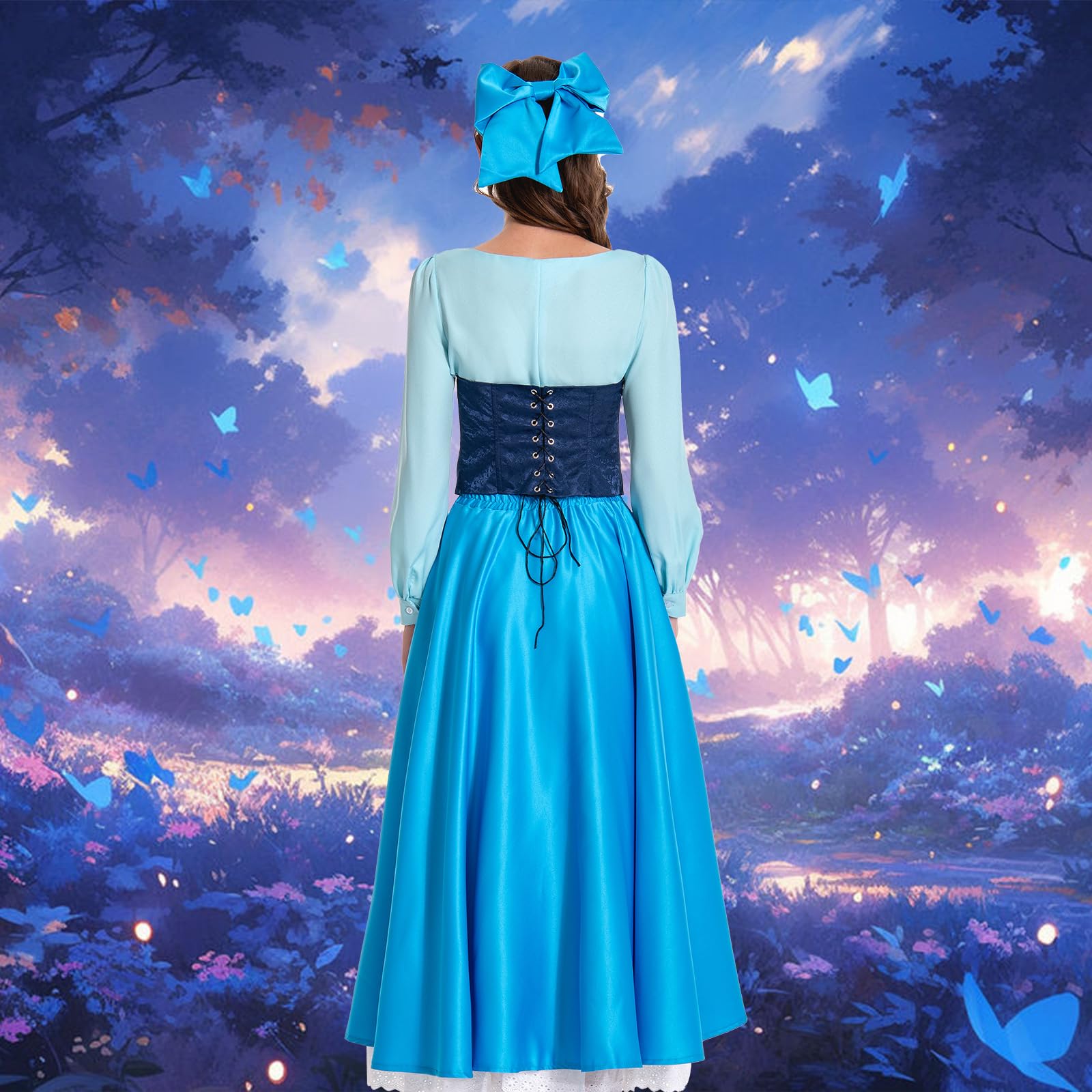SIDNOR Women's Princess Cosplay Dress - Elegant Blue Ball Gown Costume for Girls & Women | Perfect for Halloween, Cosplay, Themed Parties & Dress-Up Play