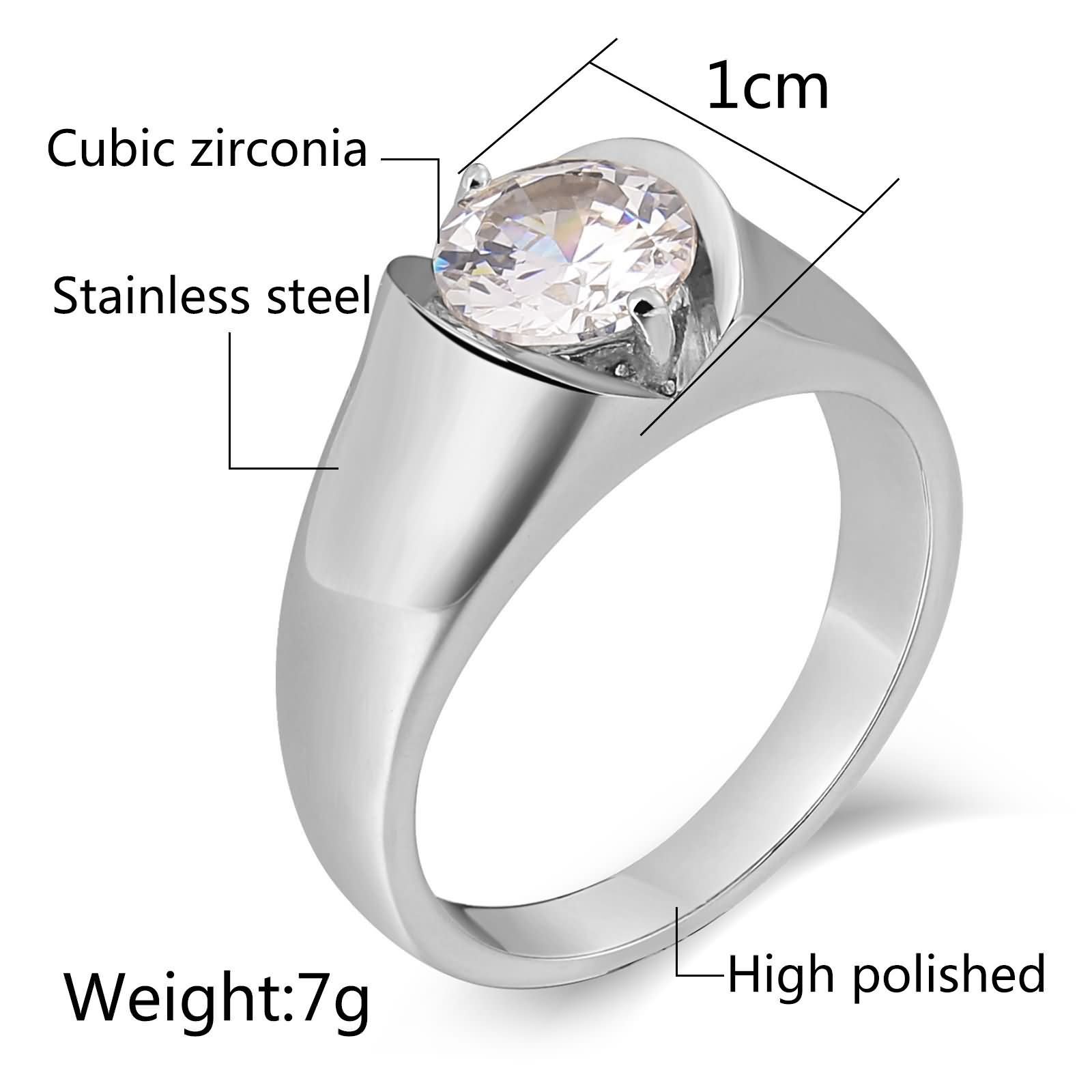 Daesar 10MM Stainless Steel Men's Cubic Zirconia Ring - Gold/Silver Retro Wedding Band (Size 4-12) - Durable & Hypoallergenic Jewelry for Gifts, Anniversaries & Everyday Wear