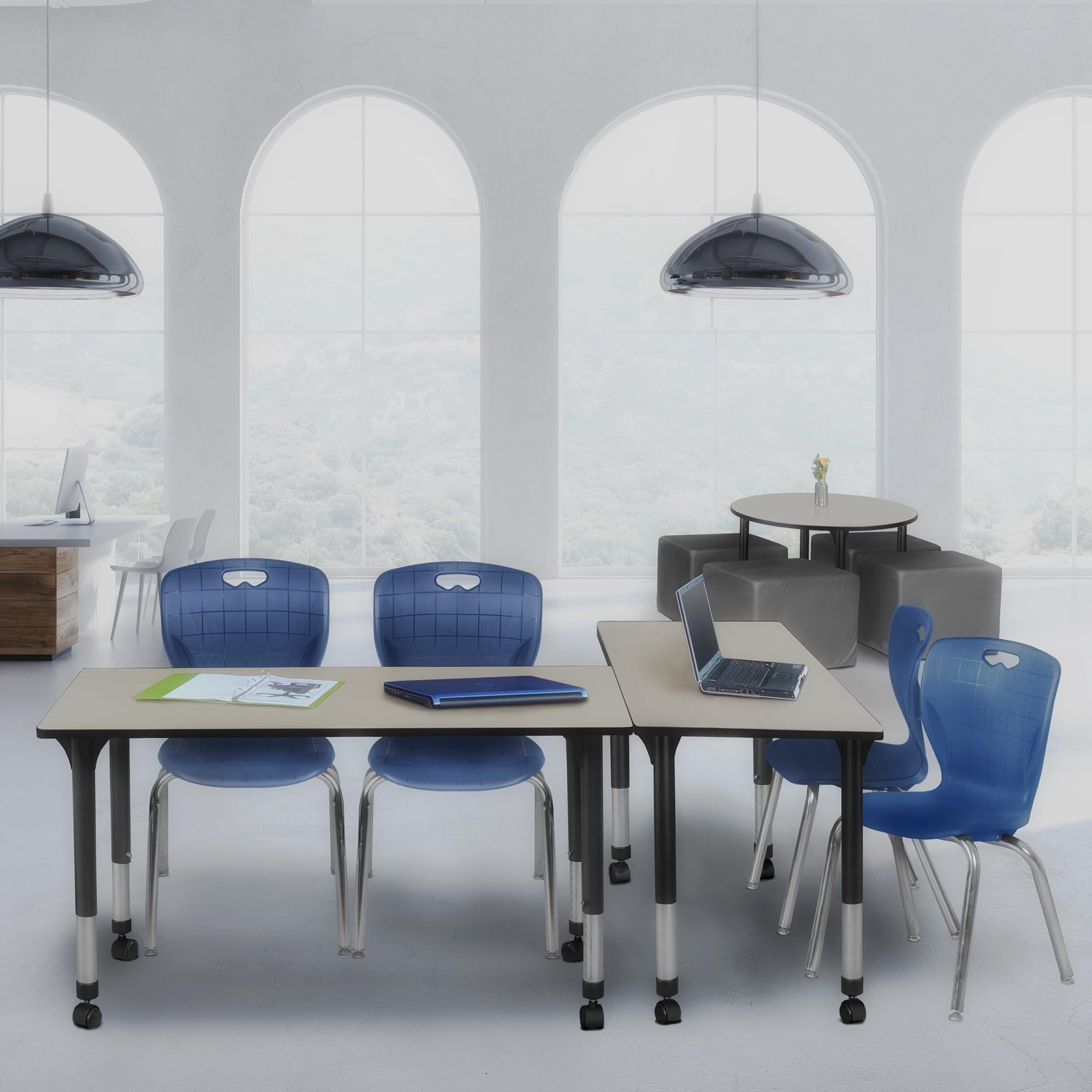 Regency Kee Adjustable Height Mobile Classroom Table Set with Two 18