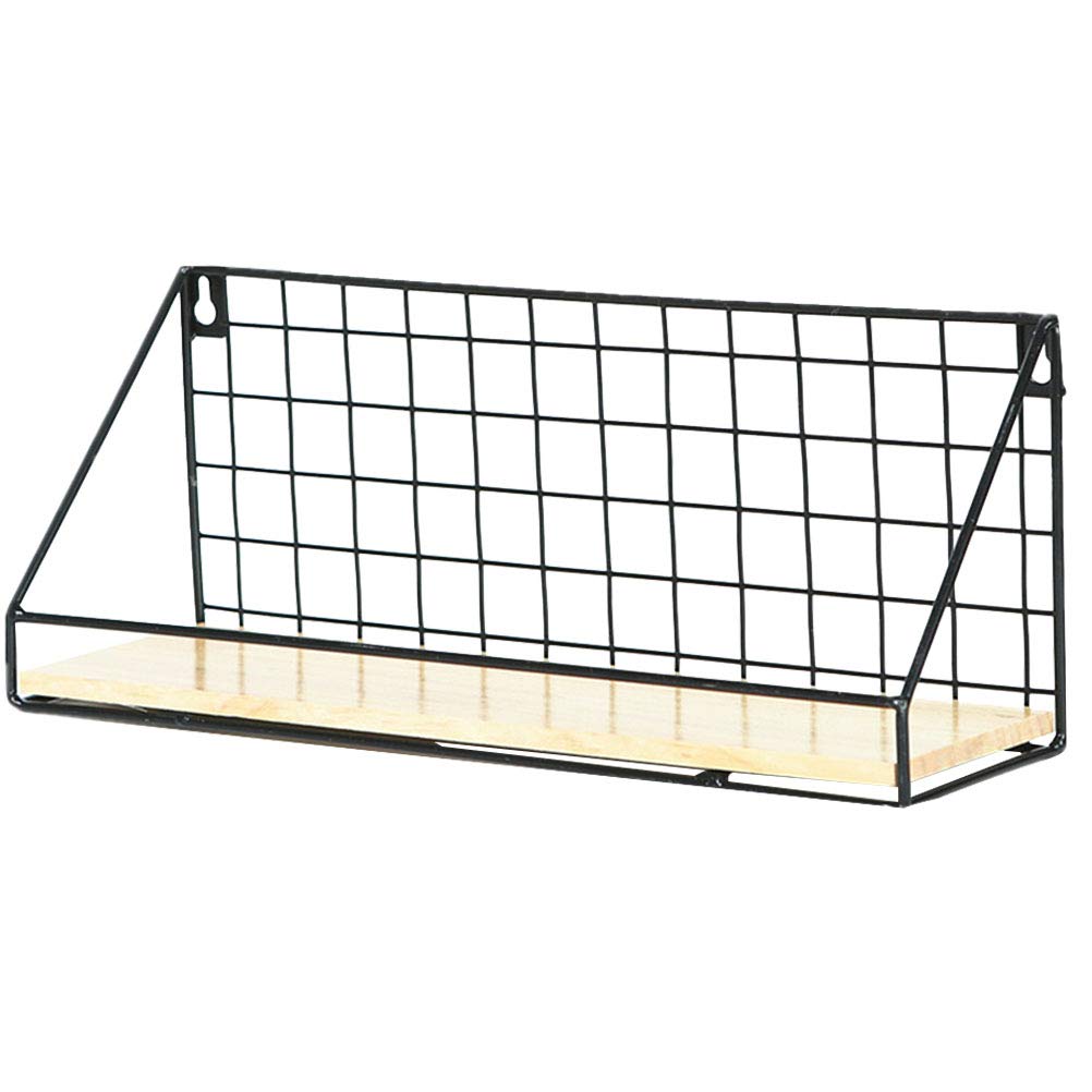 Cabilock Wall Mounted Storage Basket - Small Black Iron Art Punch Free Storage Rack for Home & Dorm Organization - Perfect for Bathroom, Kitchen, Bedroom & Office Storage Solutions