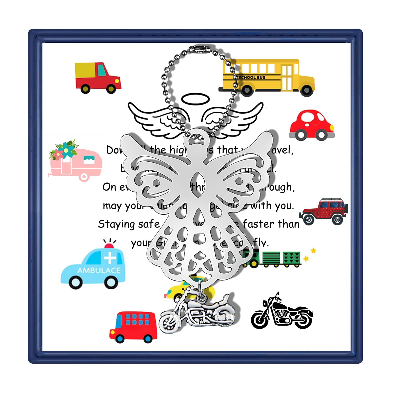 Guardian Angel Car Charm - Drive Safe Gift, Rearview Mirror Ornament, Interior Accessories for Cars, Perfect for Daily Commute and Road Trips