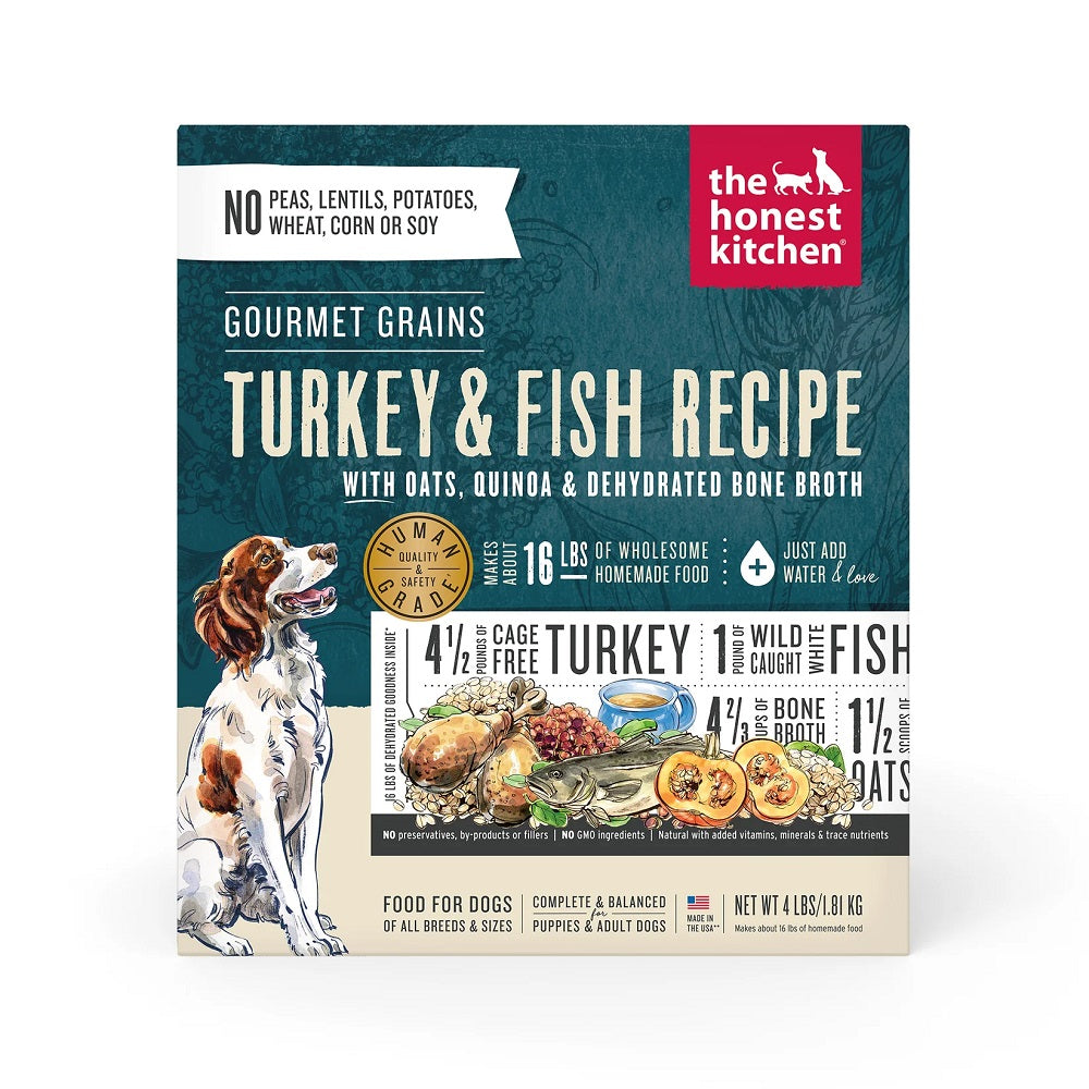 Premium Dehydrated Dog Food - Turkey & Fish Recipe with Gourmet Grains | All-Natural, High-Protein Kibble for Adult Dogs | Perfect for Travel, Camping & Emergency Pet Food Supply