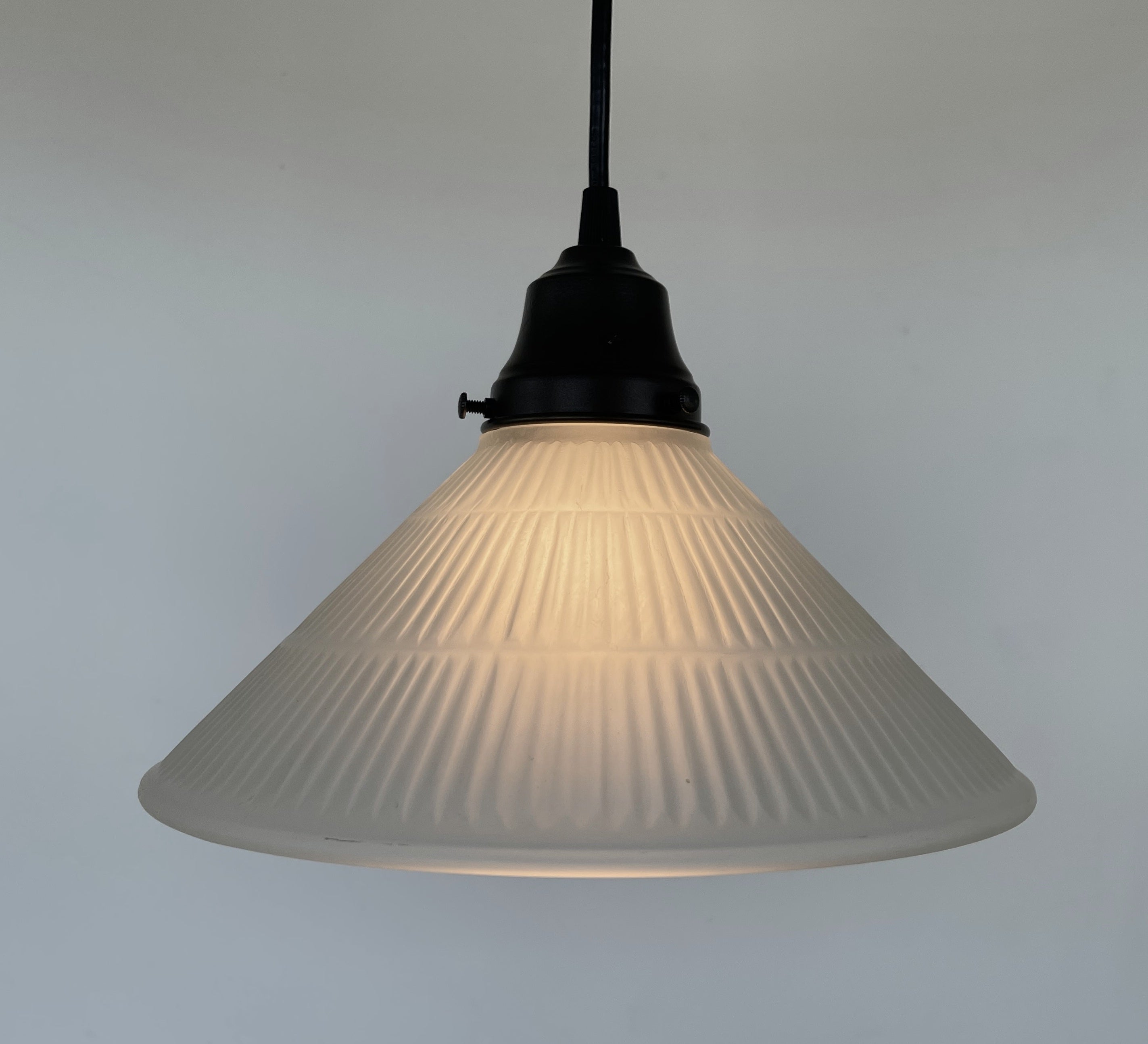 Vintage Style Holophane Pendant Light with Frosted Glass - Perfect for Kitchen Island, Dining Room, or Entryway Lighting