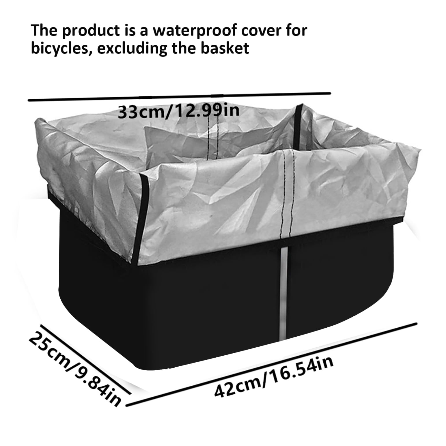 1PC Waterproof Front Bicycle Basket Cover - Black Rain Protection Liner for Wire Bike Baskets | Perfect for Commuting, Grocery Shopping & Outdoor Cycling Accessories