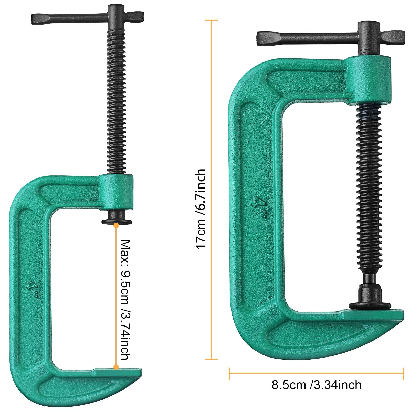 4 Inch Heavy Duty C Clamp Set - 4 PCS G-Clamps for Woodworking, Welding, Automotive & DIY Projects - 4 Inch Jaw Opening Sliding Clamps for Carpentry, Building & Metalworking - Perfect for Home Workshops & Professional Use