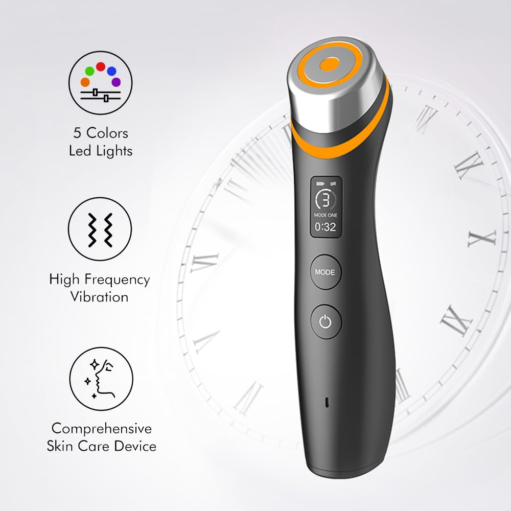 Skin Tightening Face Machine - 5 Mode Facial Massager for Enhanced Absorption, Neck Lifting & Pore Care | Anti-Aging & Firming Device for Home Spa & Skincare Routine