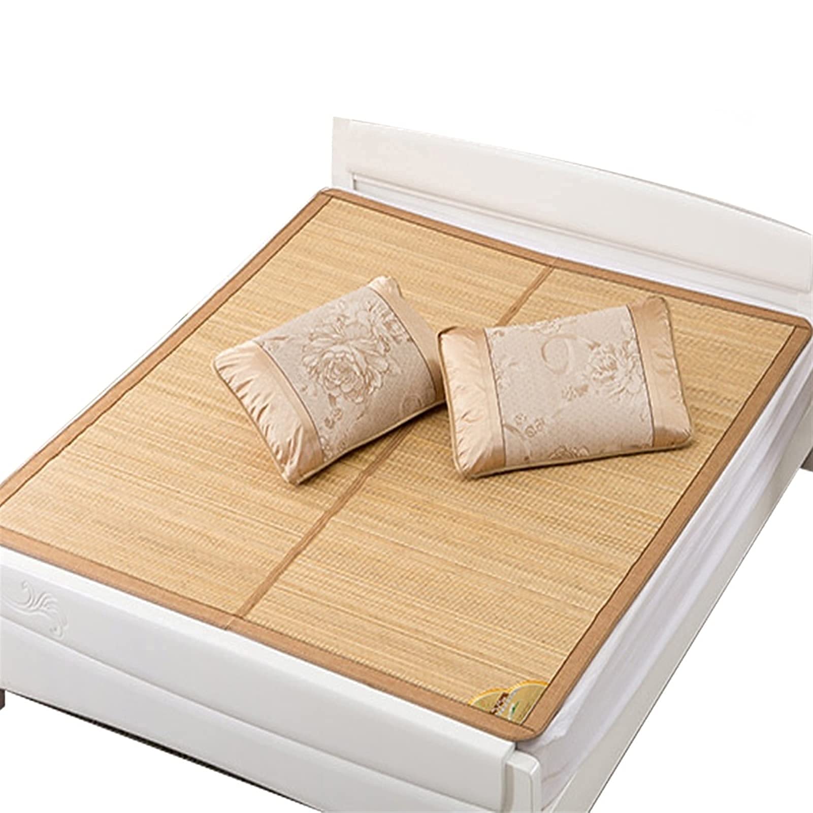 Bamboo Cooling Bed Mat Set - 3-Piece Double-Sided Summer Sleeping Mat for King & Queen Size Beds with Pillow Shams | Breathable Air Conditioning Topper for Hot Sleepers & Night Sweat Relief
