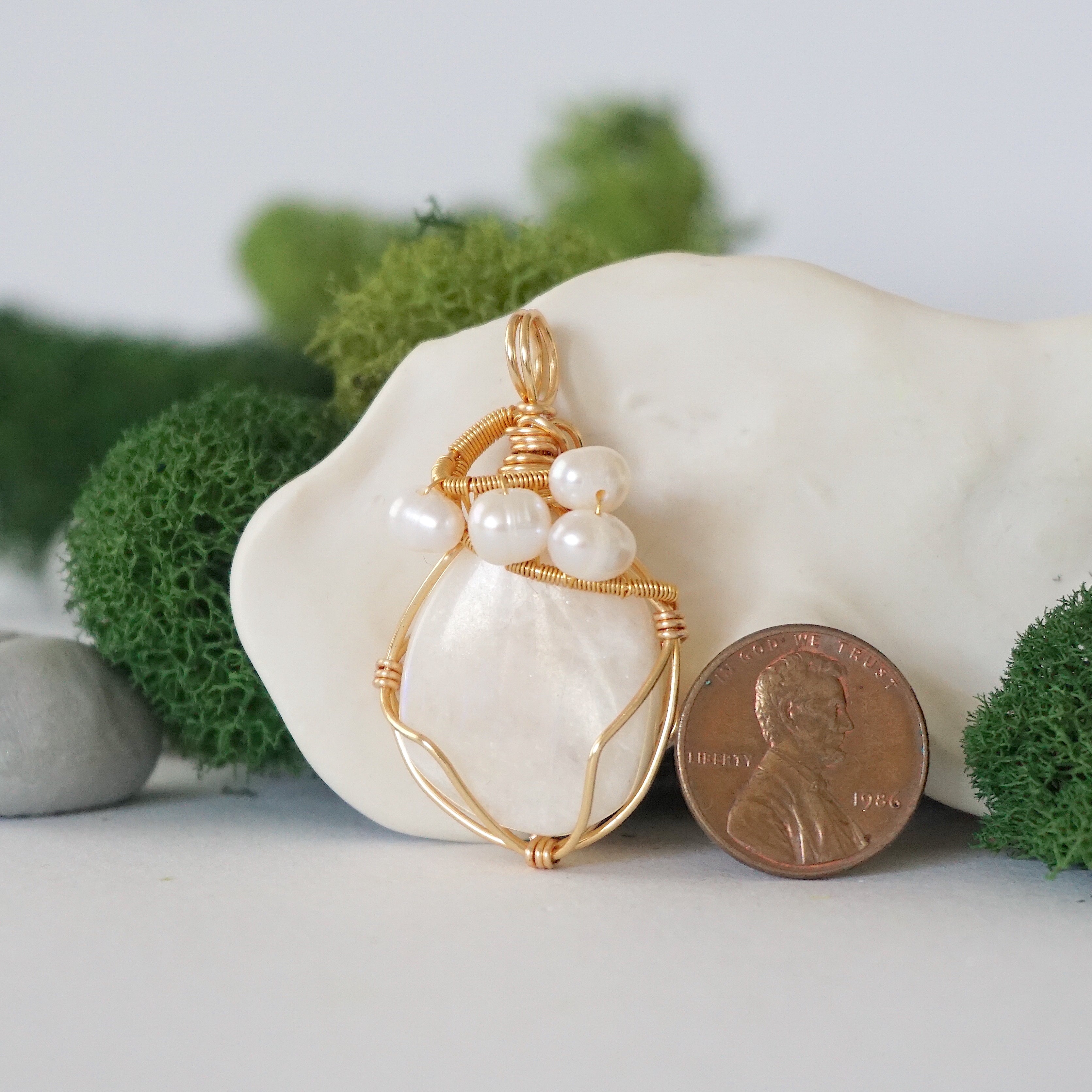 Moonstone and Pearl Necklace - 14K Gold Plated Elegant Jewelry for Women, Perfect for Weddings, Parties & Special Occasions