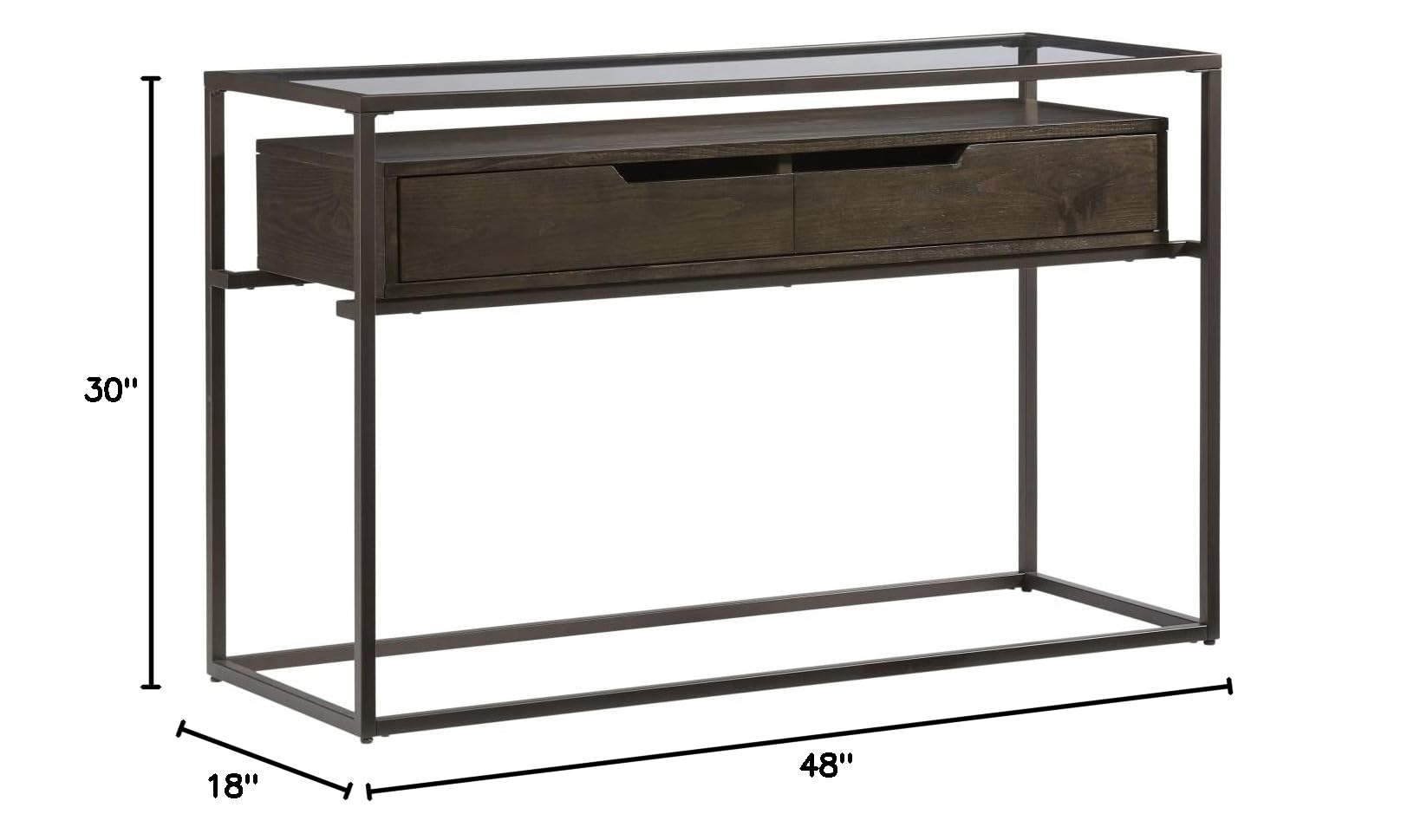 Progressive Presidio Sofa Console Table - Brown Wooden Entryway Furniture for Living Room, Hallway & Office Organization
