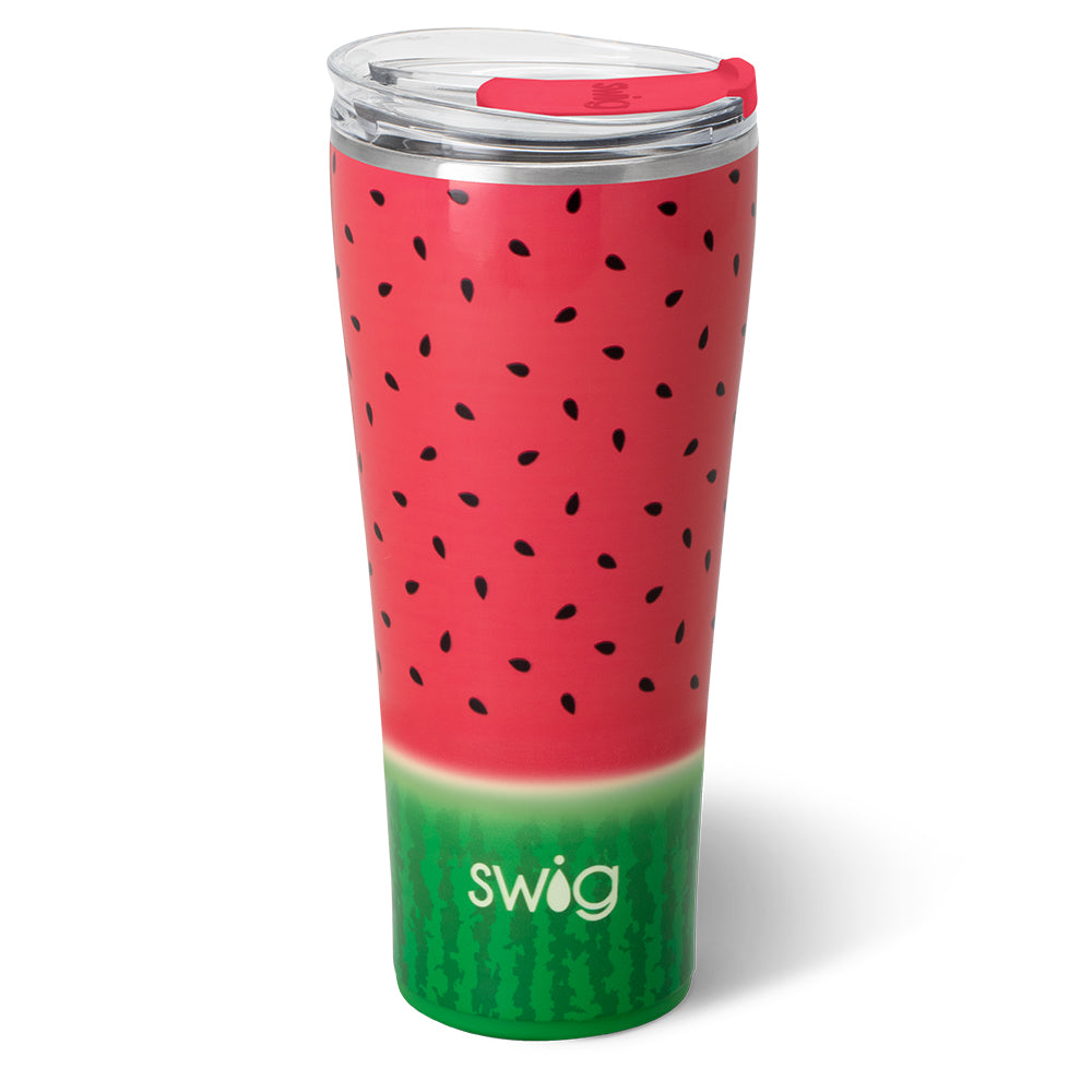 32oz Insulated Melon Slice Tumbler - Double Wall Vacuum Stainless Steel Water Bottle with Straw & Lid - Perfect for Summer Drinks, Iced Coffee & Outdoor Activities