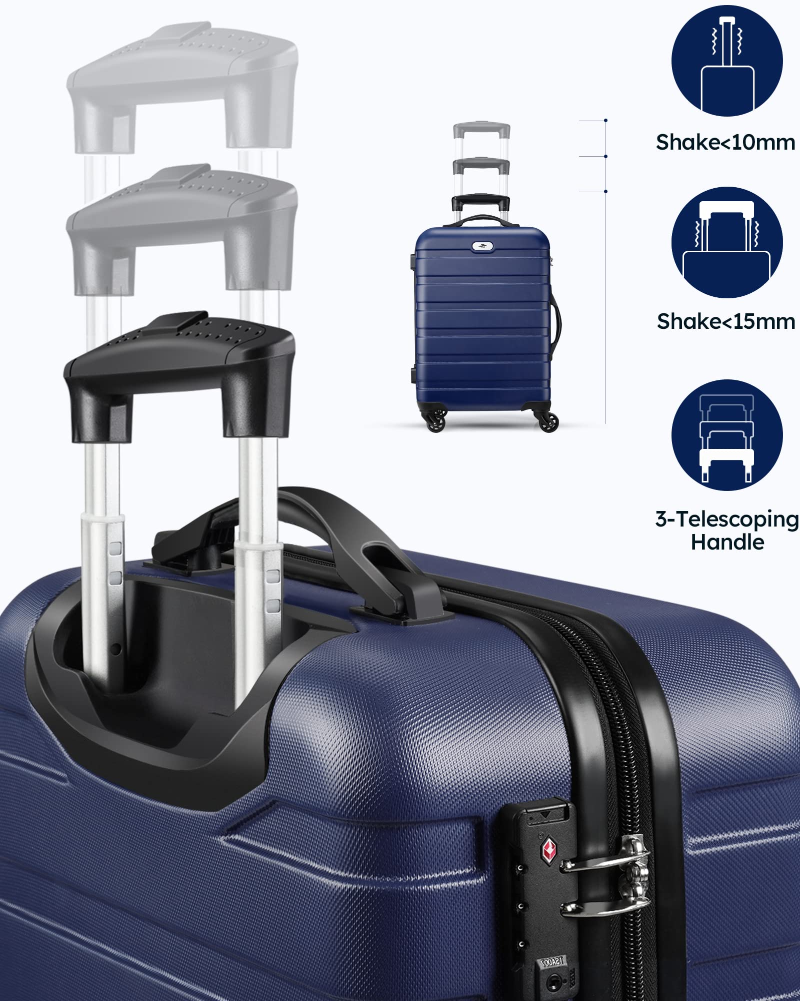 Suitour 2-Piece Hard Shell Spinner Luggage Set - 20 & 24 Inch TSA-Approved Carry-On Suitcases with 360° Wheels for Travel, Business Trips & Vacations