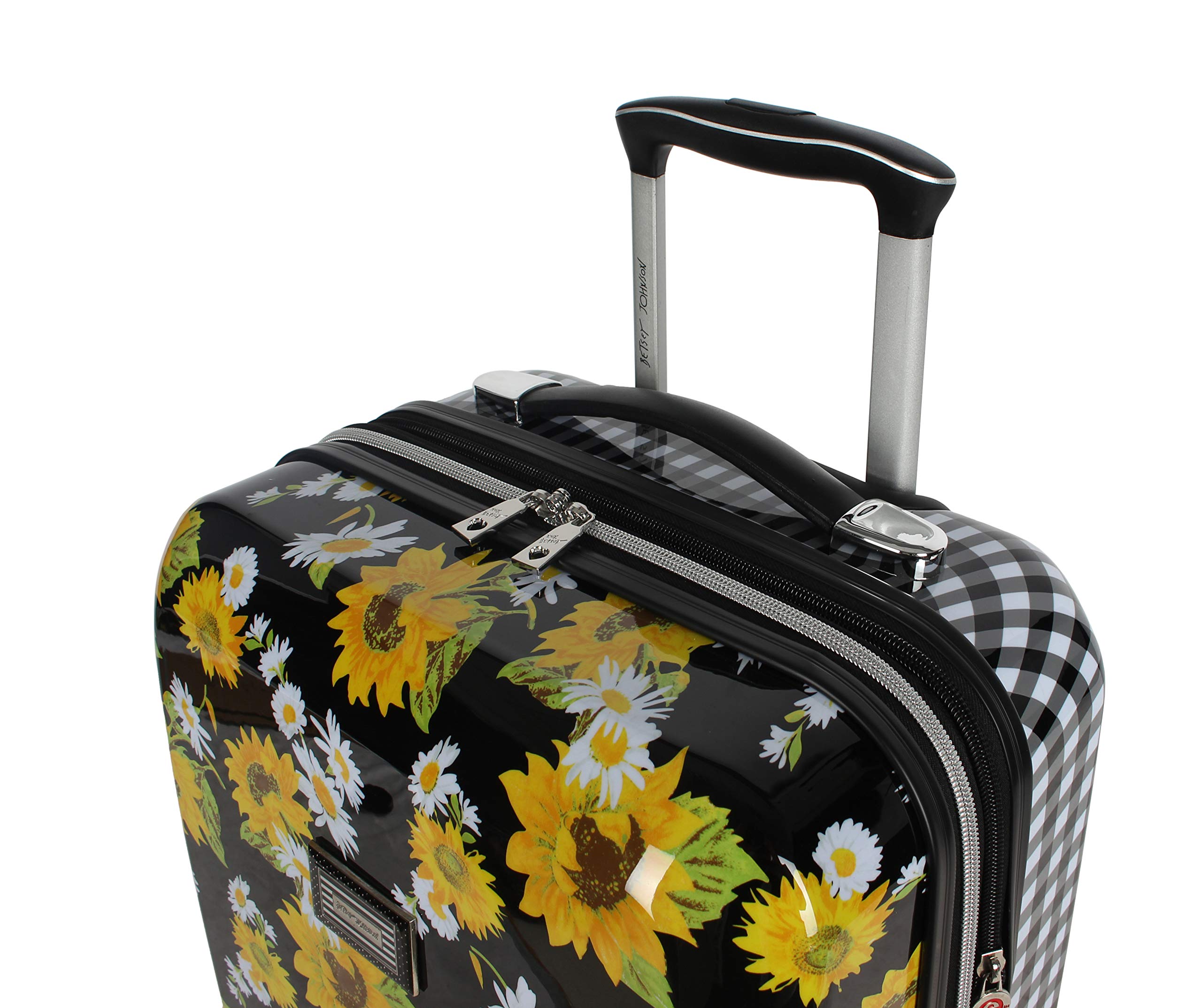Betsey Johnson 30 Inch Checked Luggage - Expandable Scratch Resistant ABS+PC Hardside Suitcase - Lightweight Designer Spinner Wheel Luggage for Women - Perfect for Air Travel & Vacation Getaways