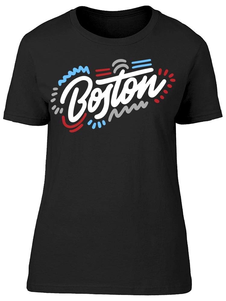 Boston Handwritten America T-Shirt for Women | Vintage Style Graphic Tee | Casual Wear, Street Fashion & Travel Outfits