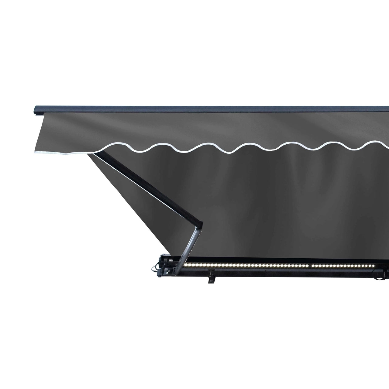 Aleko 16x10 Feet Gray Half Cassette Motorized Retractable LED Patio Awning - Luxury Outdoor Shade Solution for Deck, Garden & Backyard