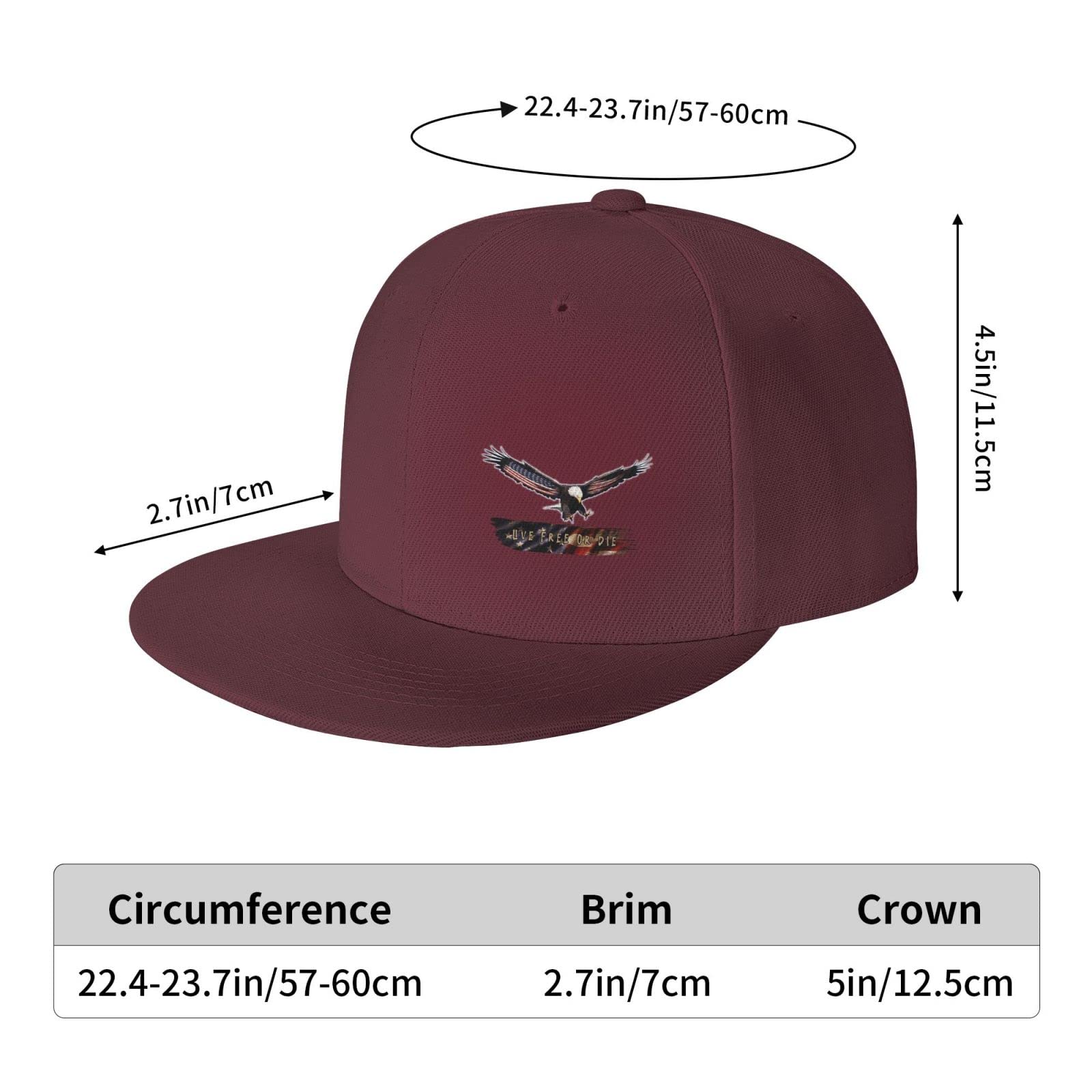 Live Free or Die American Flag Bald Eagle Snapback Baseball Cap - Patriotic Flat Bill Hat for Men & Women | Perfect for 4th of July, Veterans Day & Outdoor Events