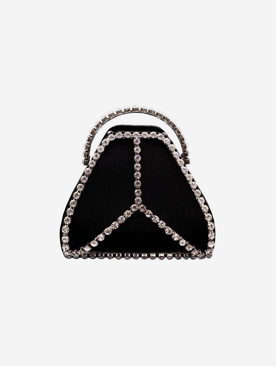 Cleo Mini Strass Vegan Leather Crossbody Bag for Women - Stylish Black Purse for Evening Parties, Dinner Dates & Night Out