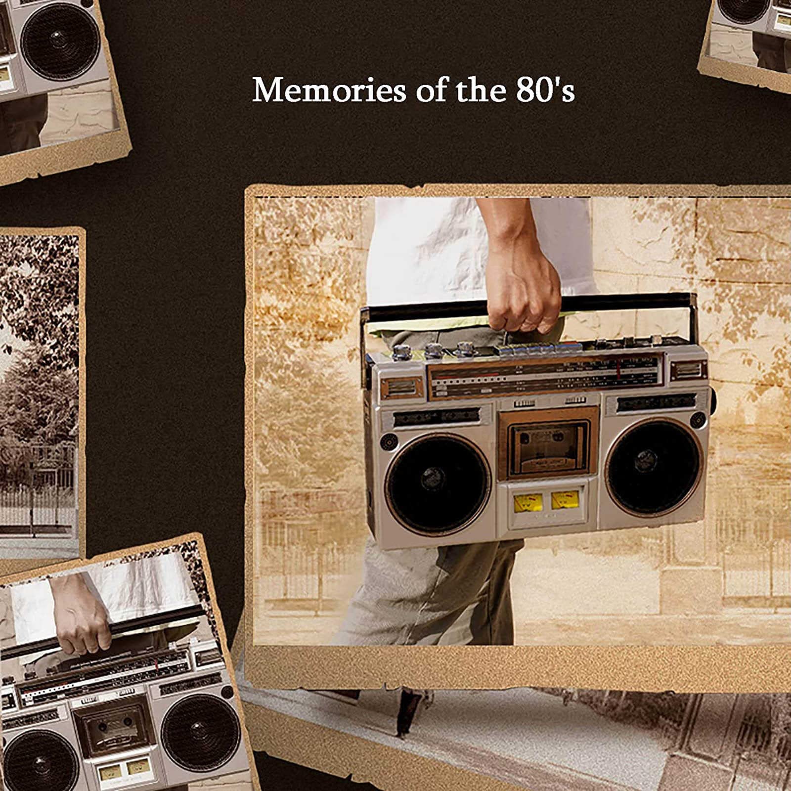 80s复古风蓝牙收音机录音机CD磁带播放器，支持转录功能，TF卡/U盘播放，双声道高清音质，家庭聚会/旅行/户外活动必备