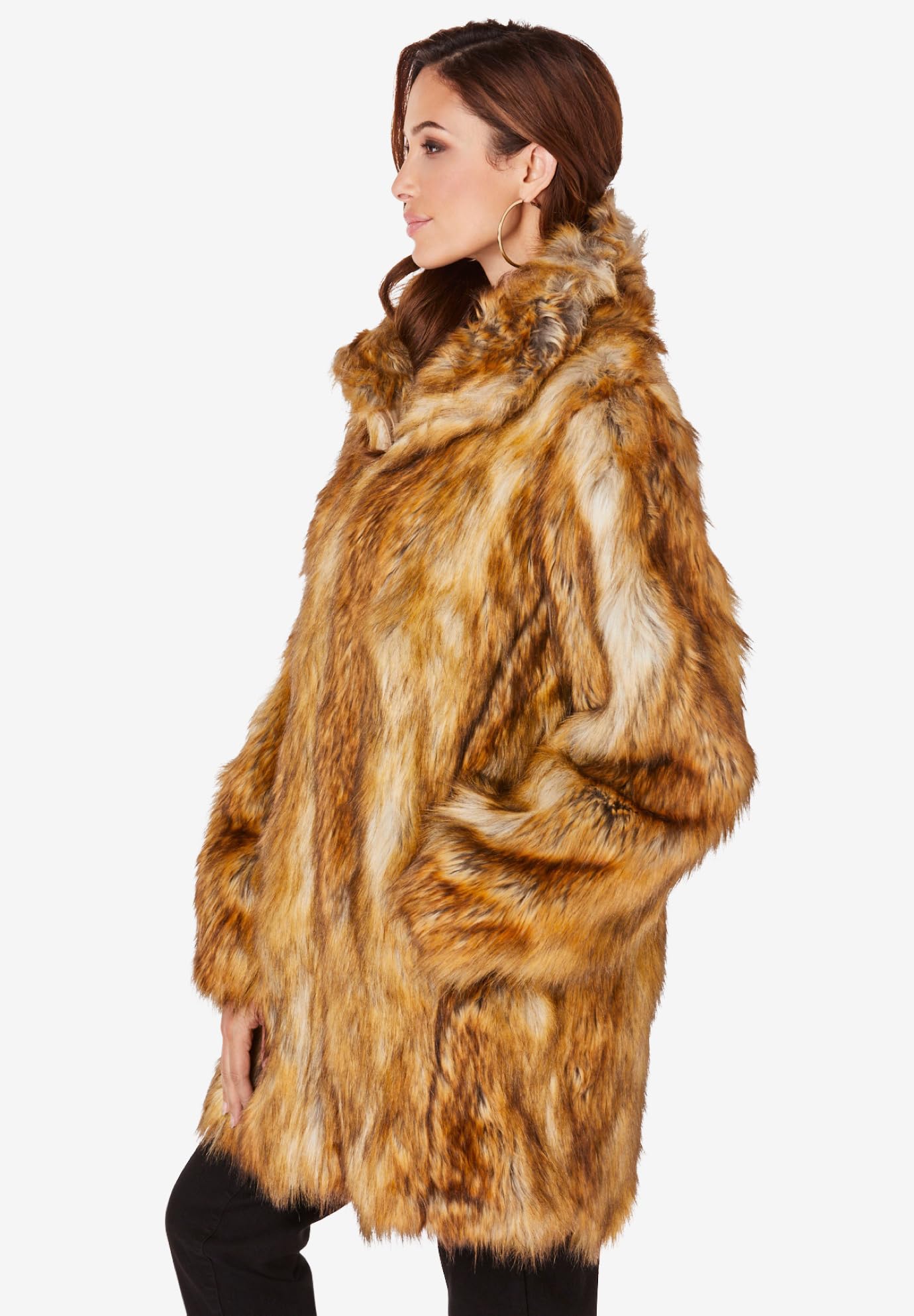 Roaman's Women's Plus Size Short Faux Fur Coat - Warm Winter Jacket for Curvy Women | Perfect for Holiday Parties & Outdoor Activities