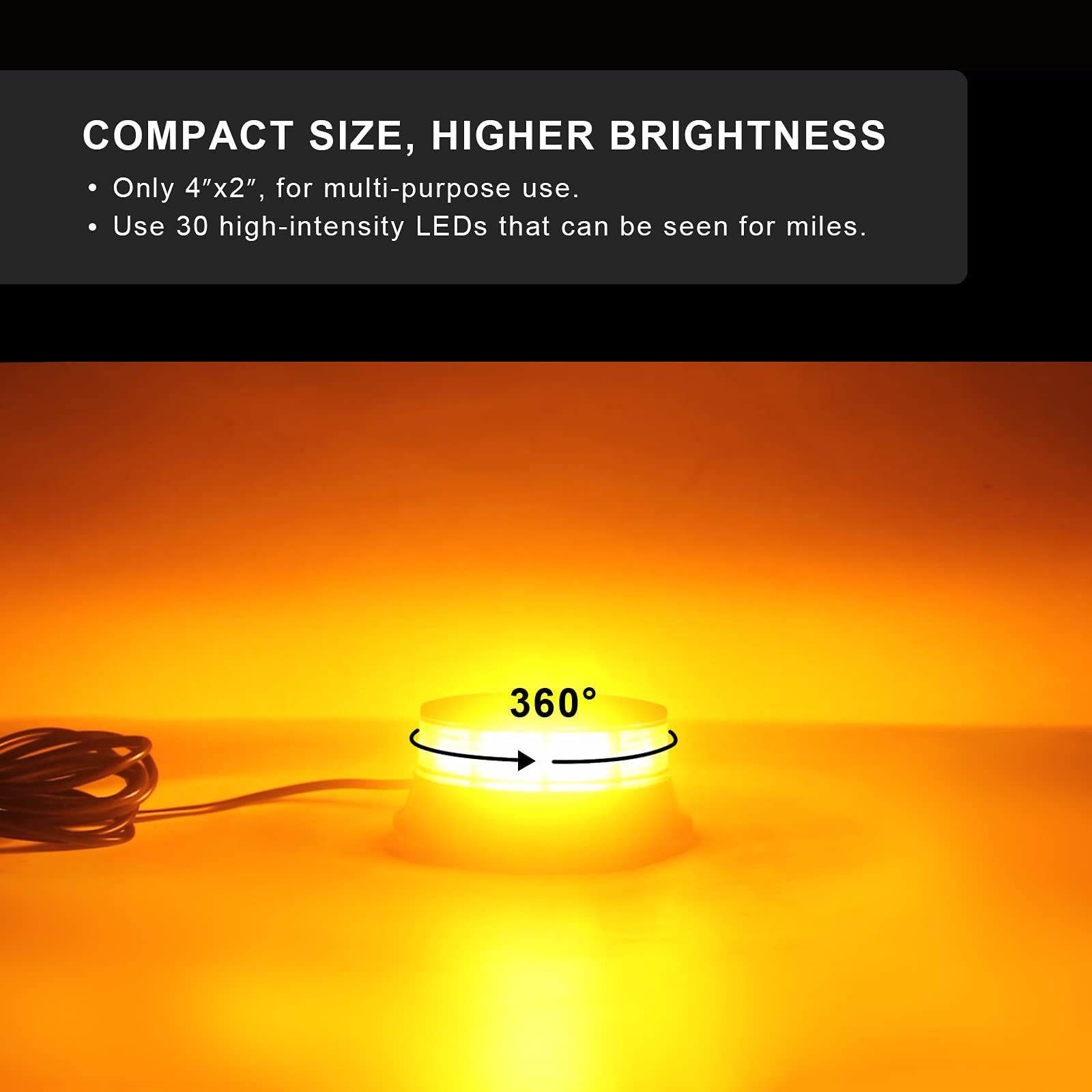 Agrieyes Emergency Strobe Light Kit - 4.2 Inch Magnetic Rechargeable Red LED Warning Beacon for Tractors, Trucks, Boats & Emergency Vehicles | Safety Hazard Lights for Roadside, Construction & Marine Use
