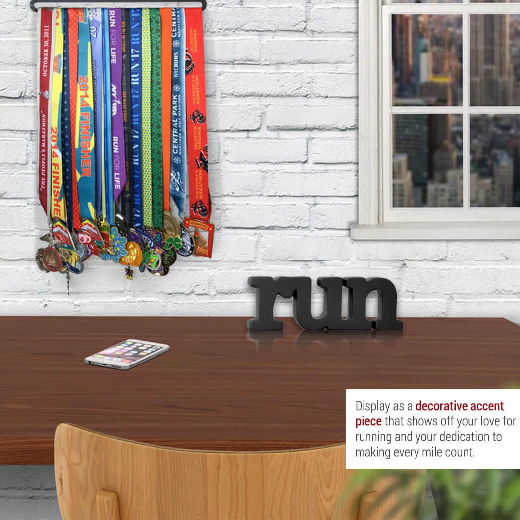 ChalkTalkSPORTS Wooden Run Sign - Inspirational Shelf & Desk Decor for Home, Office, or Gym - Perfect for Runners, Athletes, and Sports Enthusiasts