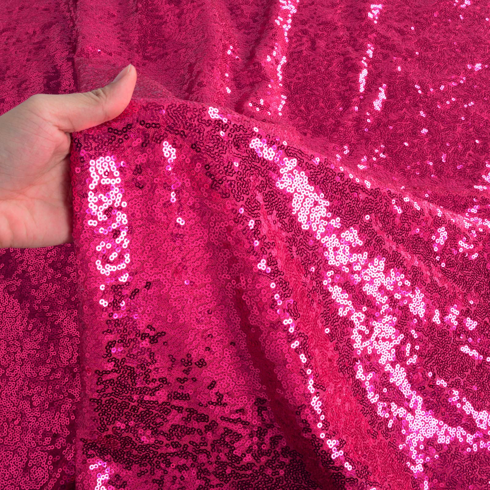 ShinyBeauty 24x24 Inch Sequin Pillow Covers - Pack of 2 Hot Pink Decorative Throw Pillow Cases for Sofa, Bed & Couch - Soft Reversible Sequined Cushion Covers for Home Decor, Living Room & Bedroom