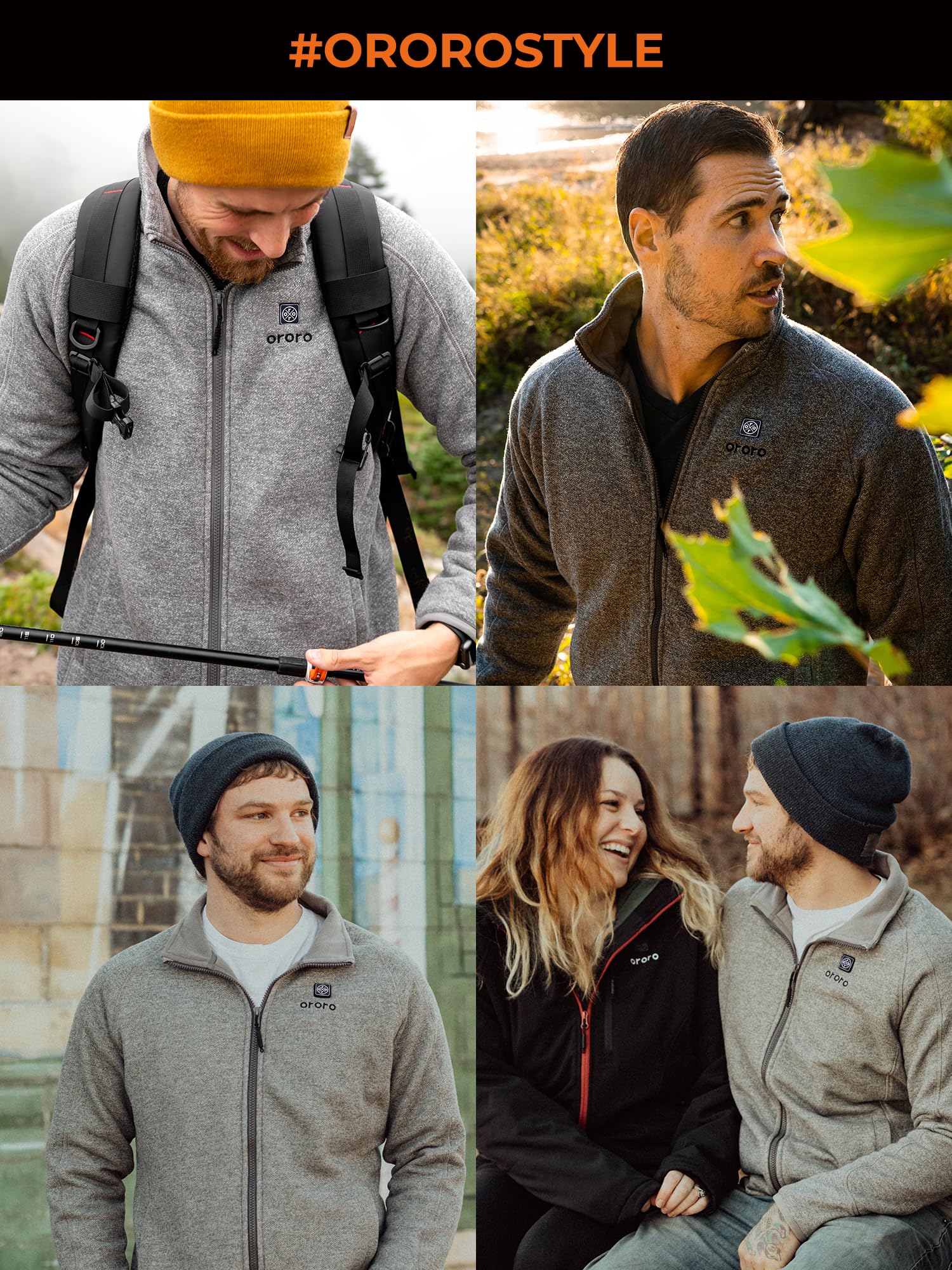 ORORO Men's Heated Fleece Jacket with Rechargeable Battery - Winter Electric Warming Jacket for Outdoor Activities, Hunting, Skiing & Camping (Charger Sold Separately)