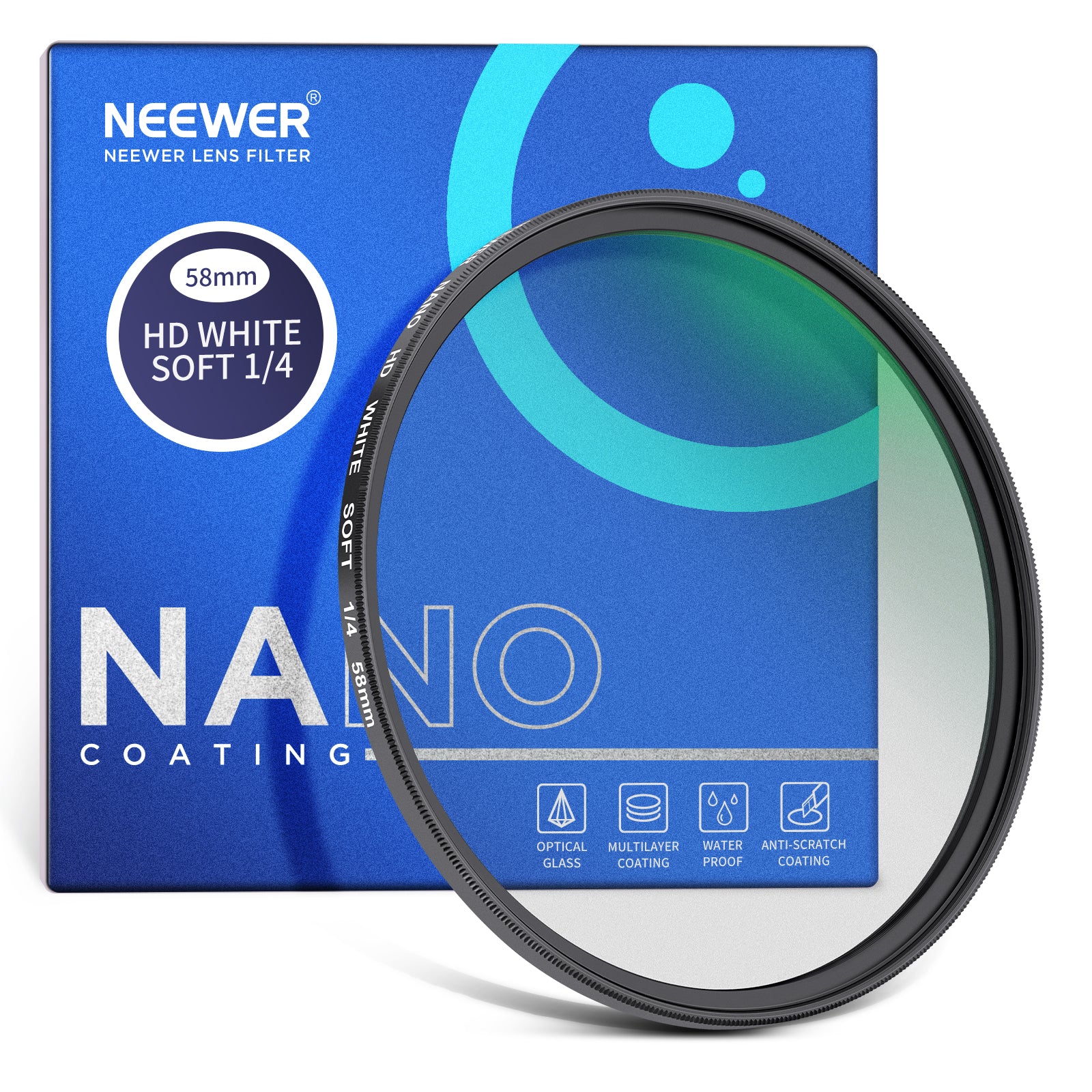 NEEWER 1/4 Soft White Diffusion Filter for Photography & Videography - Perfect for Portraits, Product Shots, and Studio Lighting
