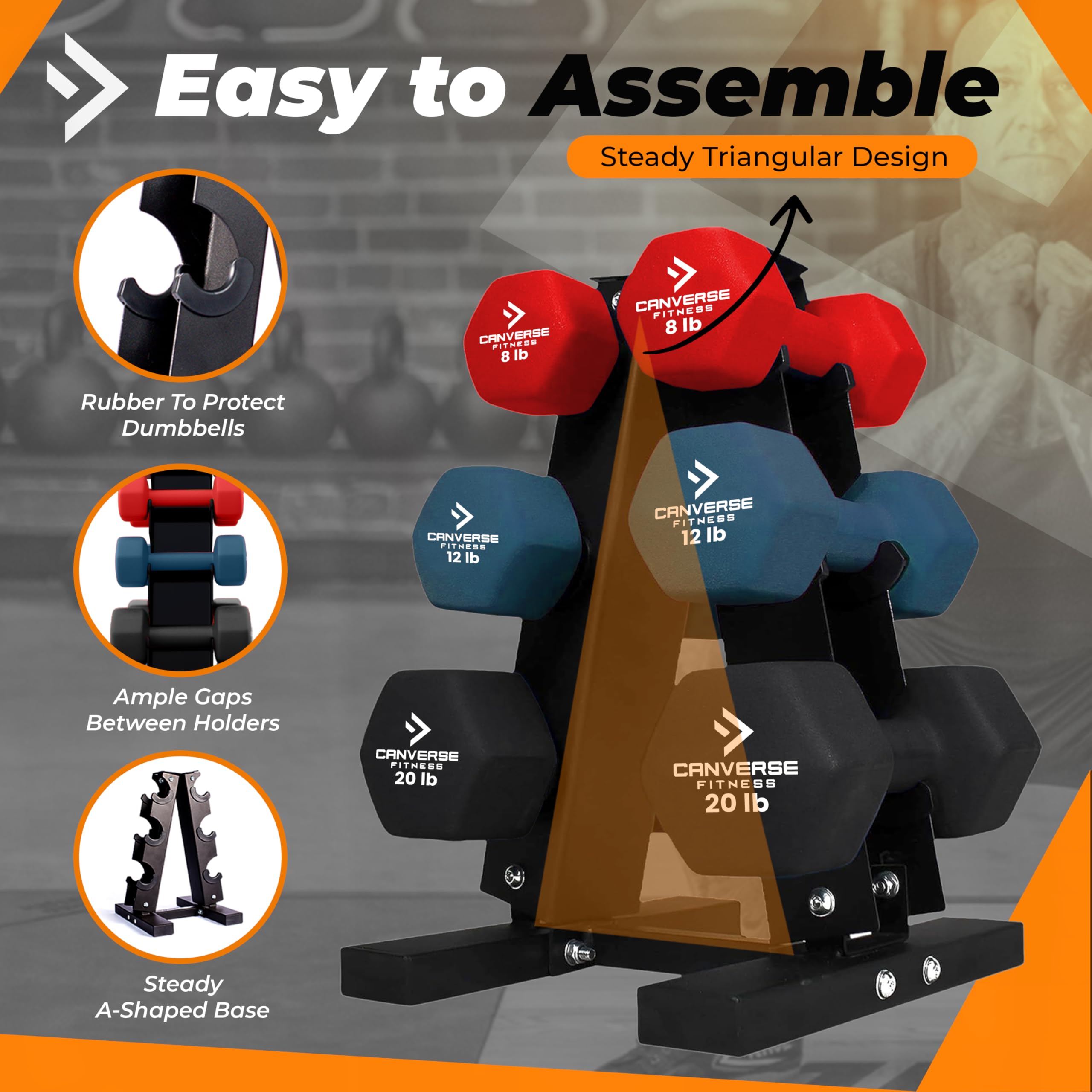 Non-Slip Hex Dumbbell Set with Storage Rack - Neoprene Coated Workout Weights for Men & Women - Perfect for Home Gym, Strength Training & Fitness Exercises