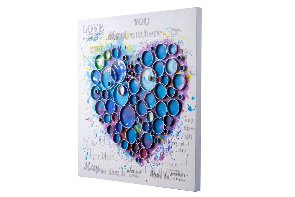 Blue Casa Work of Heart Wall Art - Handmade Home Decor for Living Room, Bedroom & Office - Perfect Gift for Housewarming & Holidays