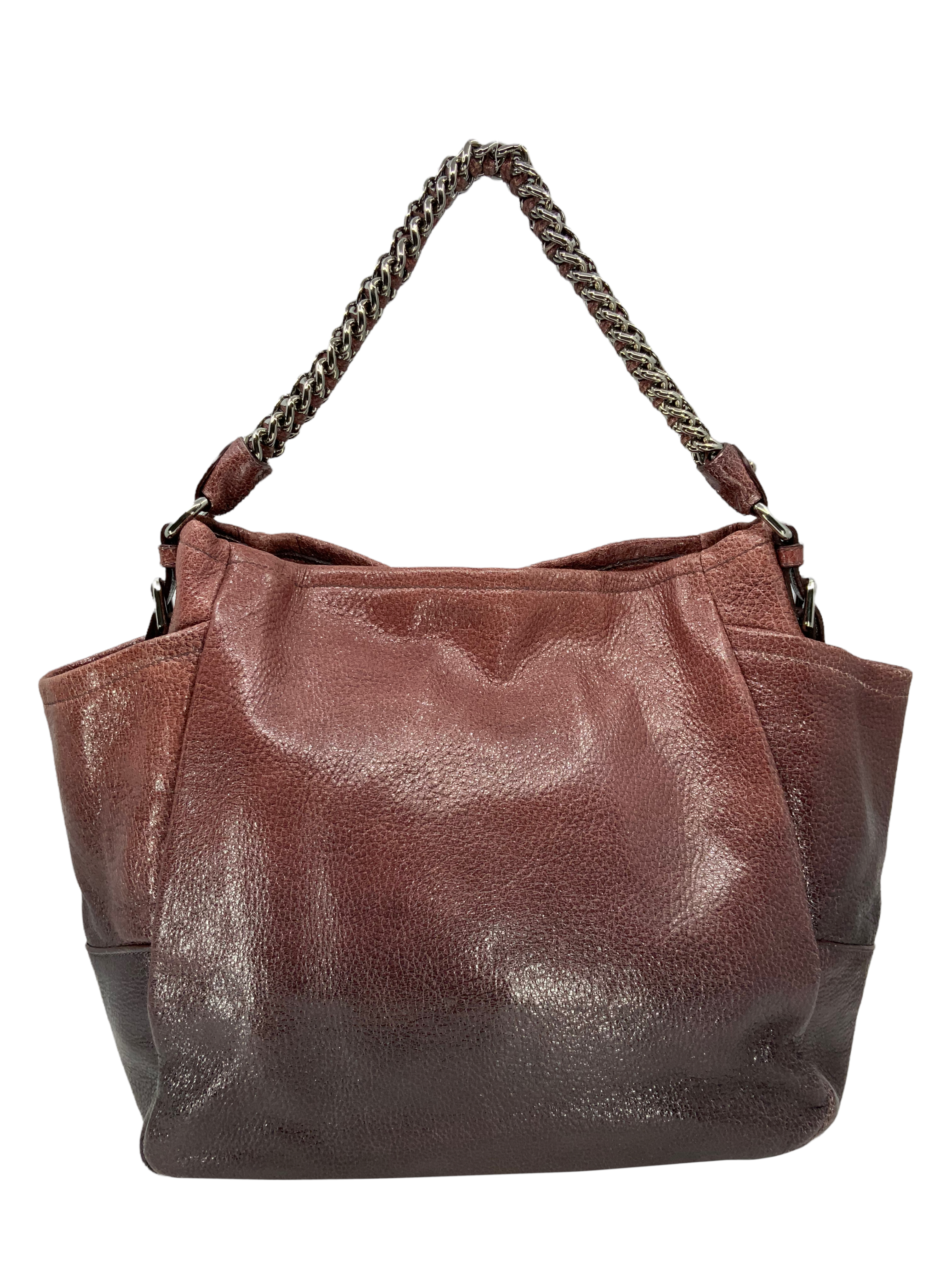 Prada Lux Chain Ombre Leather Side Pocket Hobo Bag - Women's Designer Shoulder Purse for Work, Travel & Evening Out
