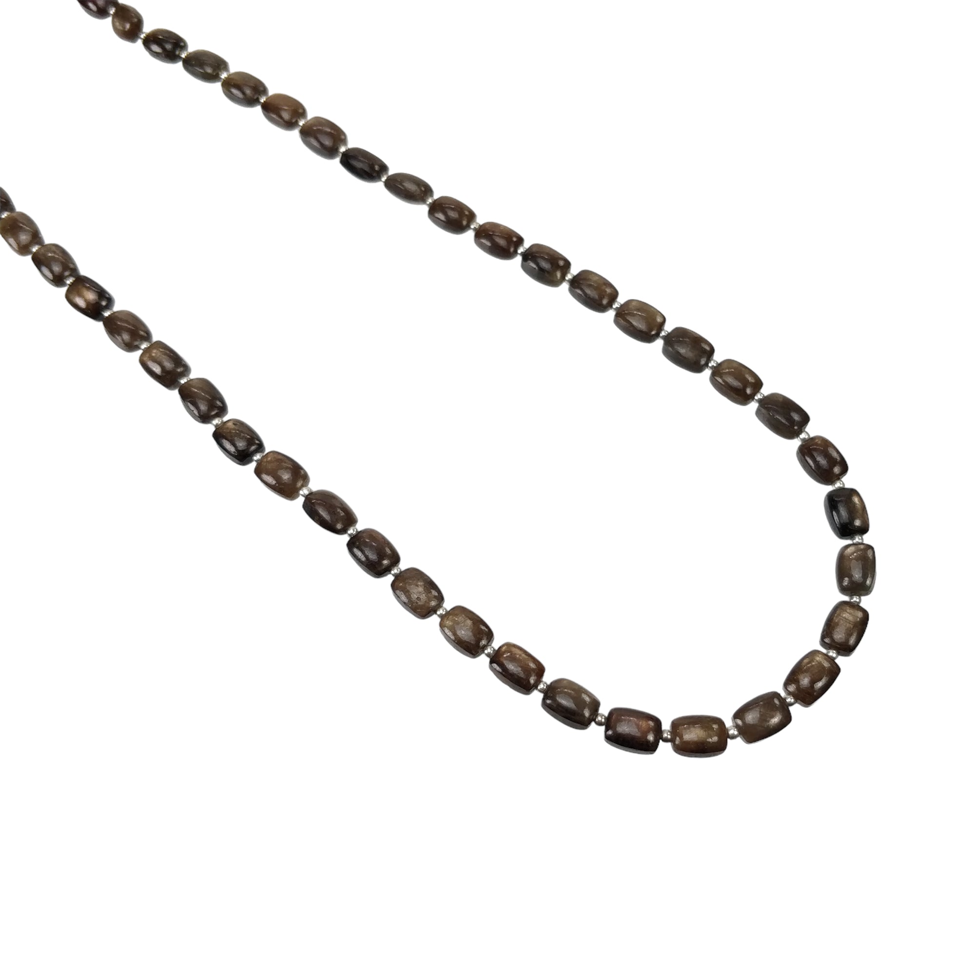 Natural Untreated Golden Brown Chocolate Sapphire Gemstone Necklace - 94.15cts Cushion Cut 925 Sterling Silver Jewelry (7x5mm, 18