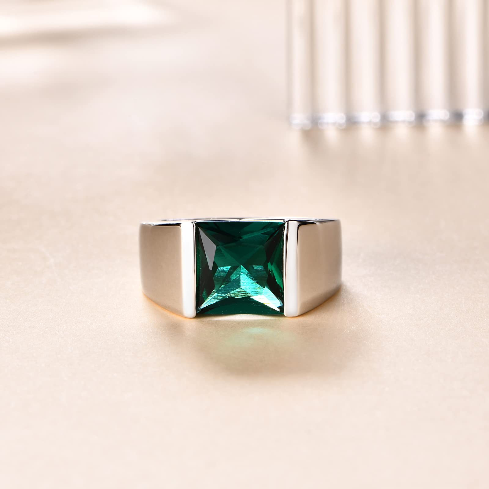 14K Gold Plated Emerald Sapphire Ring for Men & Women - 4.3Ct Birthstone Gift for Anniversary & Wedding