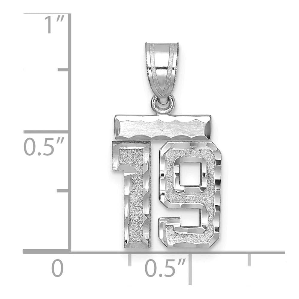 The Black Bow 14k White Gold Varsity Collection Small D/C Pendant Number 19 - Perfect for Graduation Gifts and Everyday Elegance