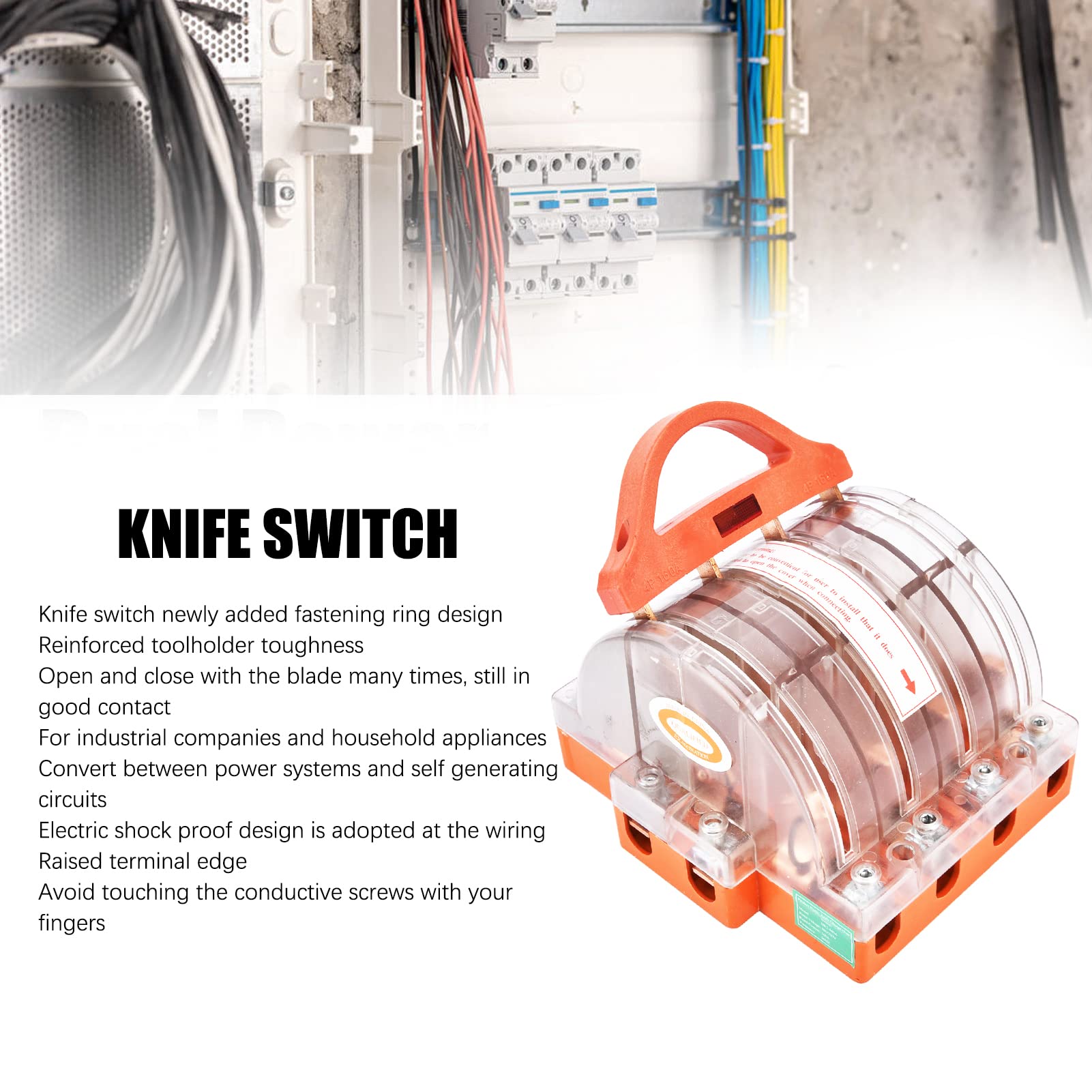 4 Pole Knife Switch 160A AC 380V - Double Throw Disconnect Switch with Transparent Cover & LED Indicators - Perfect for Industrial Electrical Panels, Power Distribution & Motor Control Applications