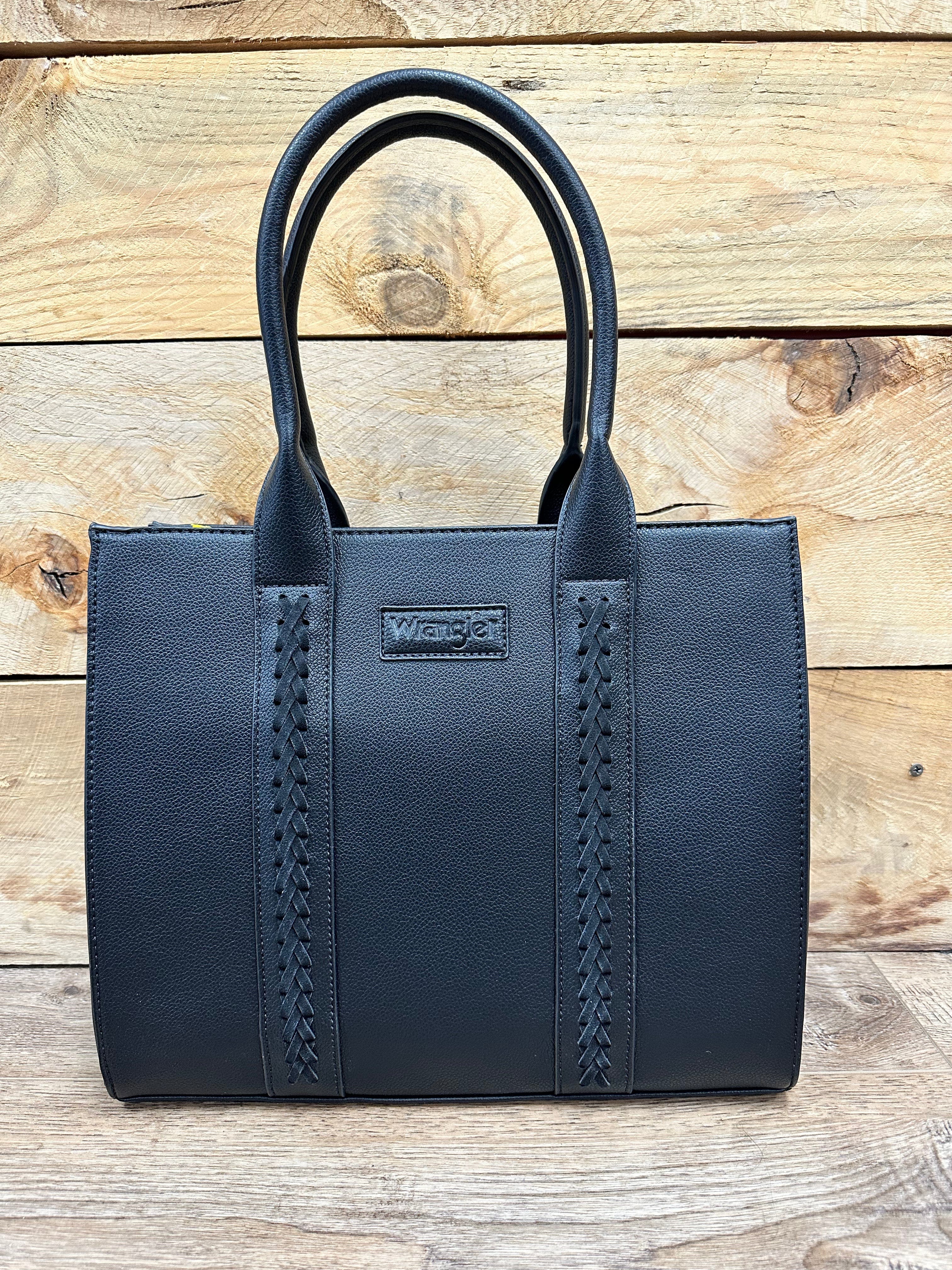 Wrangler Black Tote Bag with Adjustable Crossbody Strap - Stylish & Durable for Work, Travel & Everyday Use
