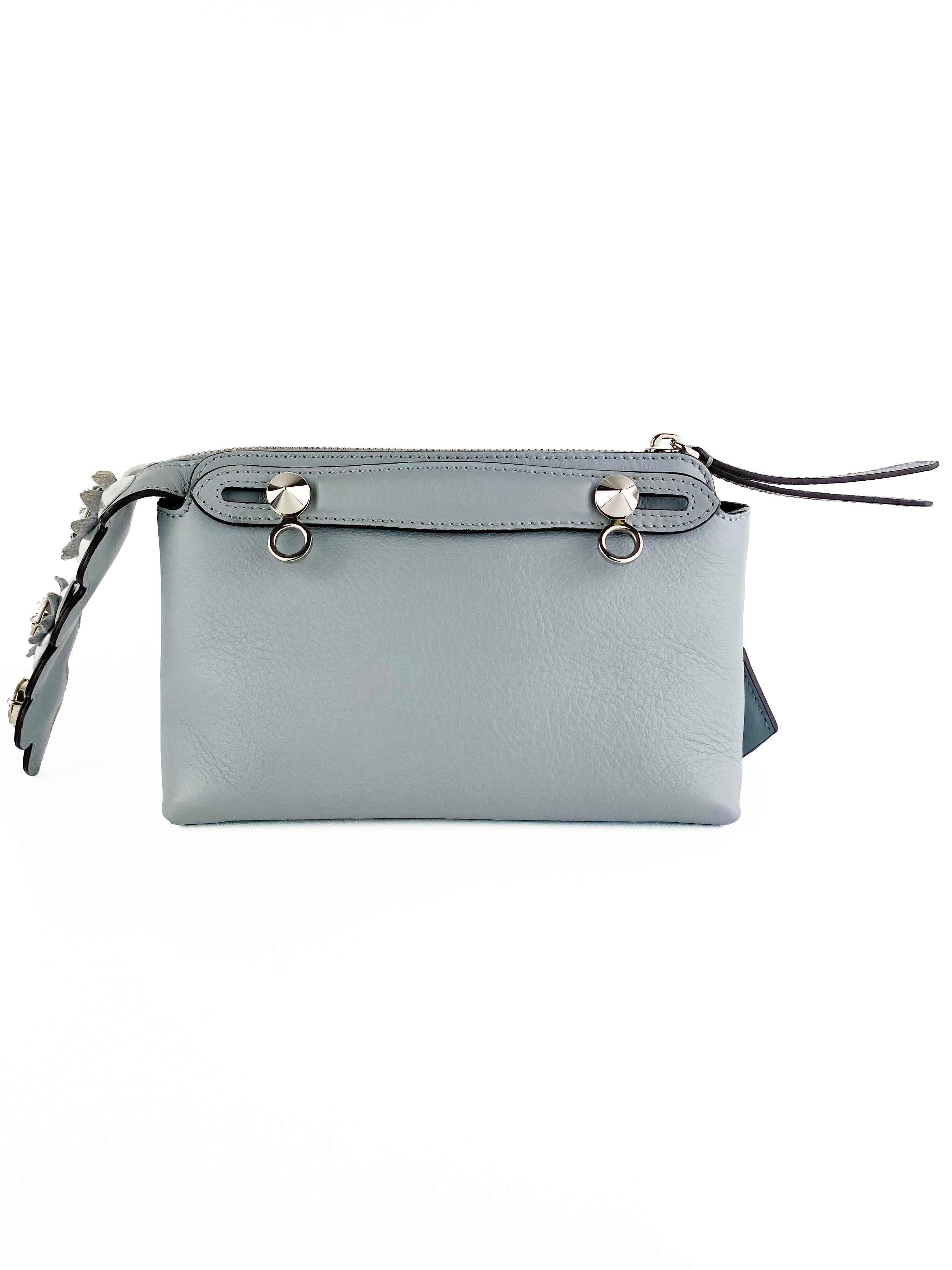 Fendi Light Blue By the Way Handbag with Floral Tail Charm - Perfect for Women's Everyday Use, Office, and Special Occasions