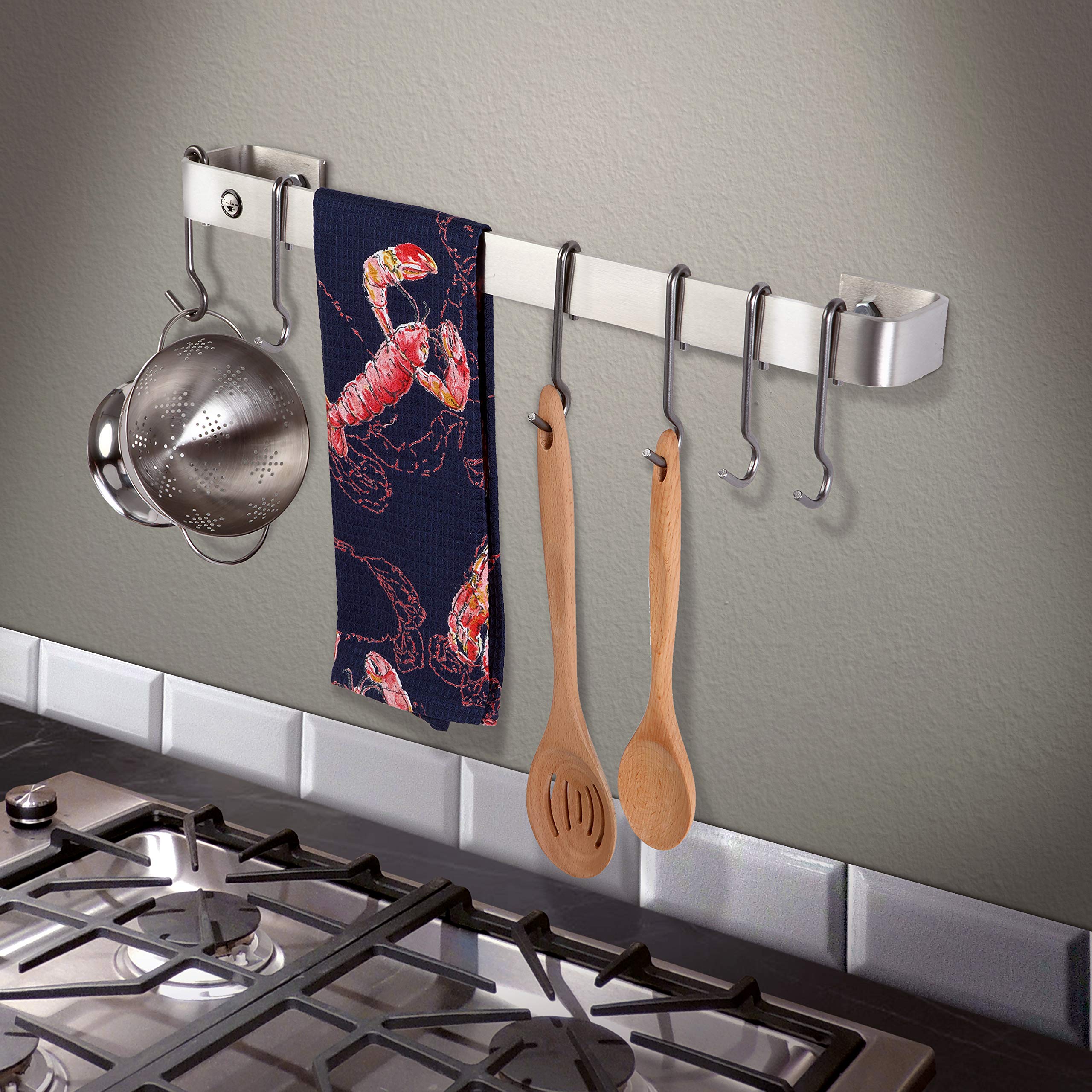 Enclume Premier 18-Inch Stainless Steel Wall Mounted Pot Rack & Utensil Bar - Perfect for Kitchen Organization, Space Saving Storage for Pots, Pans & Cooking Tools