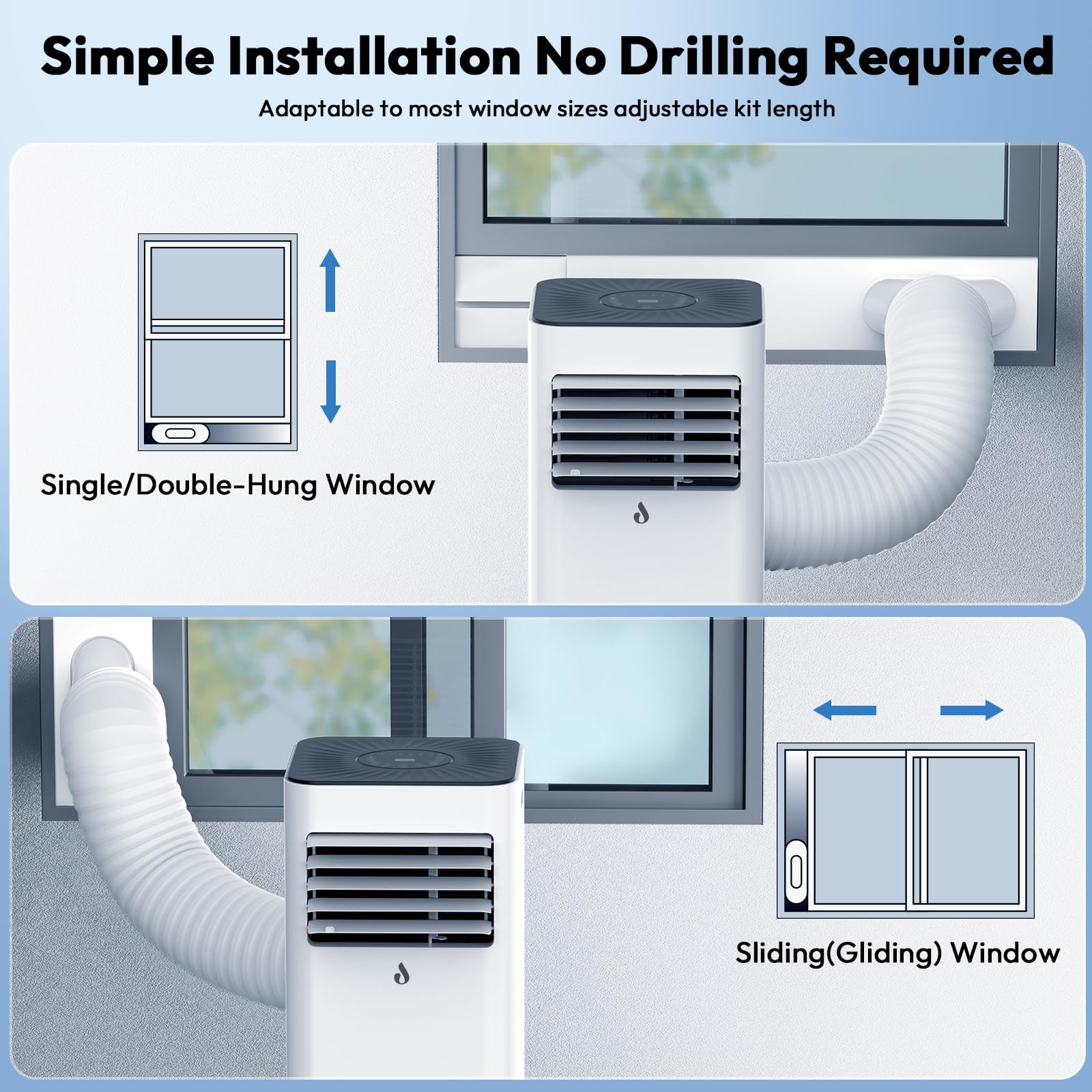 10,000 BTU Portable Air Conditioner with Remote - 3-in-1 Cooling, Dehumidifier & Fan for Rooms Up to 450 sq.ft - Includes Window Installation Kit | Perfect for Bedrooms, Offices, and Small Apartments