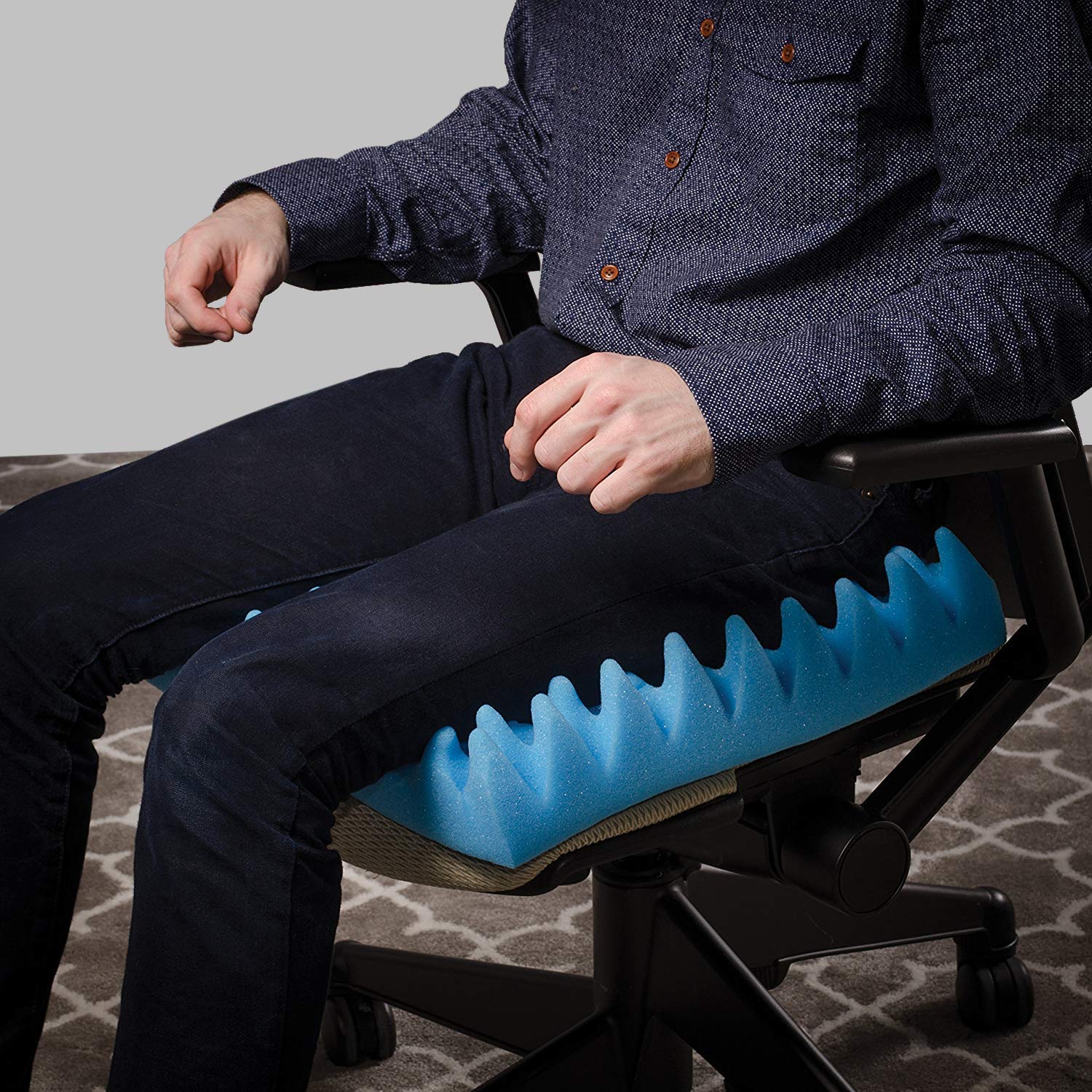 DMI Foam Waffle Cushion for Chair - Egg Crate Design Seat Pad for Office Chair, Car, Wheelchair - Relieves Back Pain, Tailbone Discomfort & Sciatica - 18x16x4 Inches - Perfect for Work, Driving & Home Use