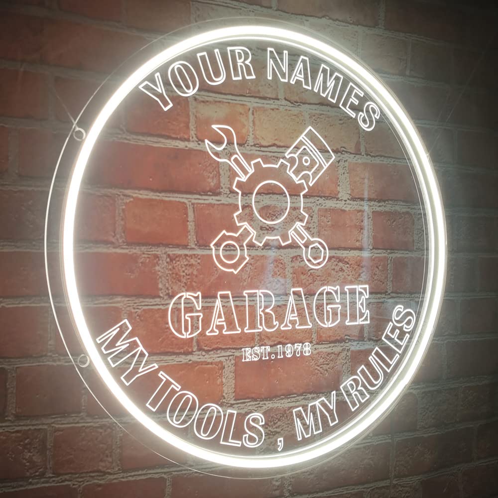 Custom Neon Garage Signs for Men - Personalized Man Cave Neon Lights, 16