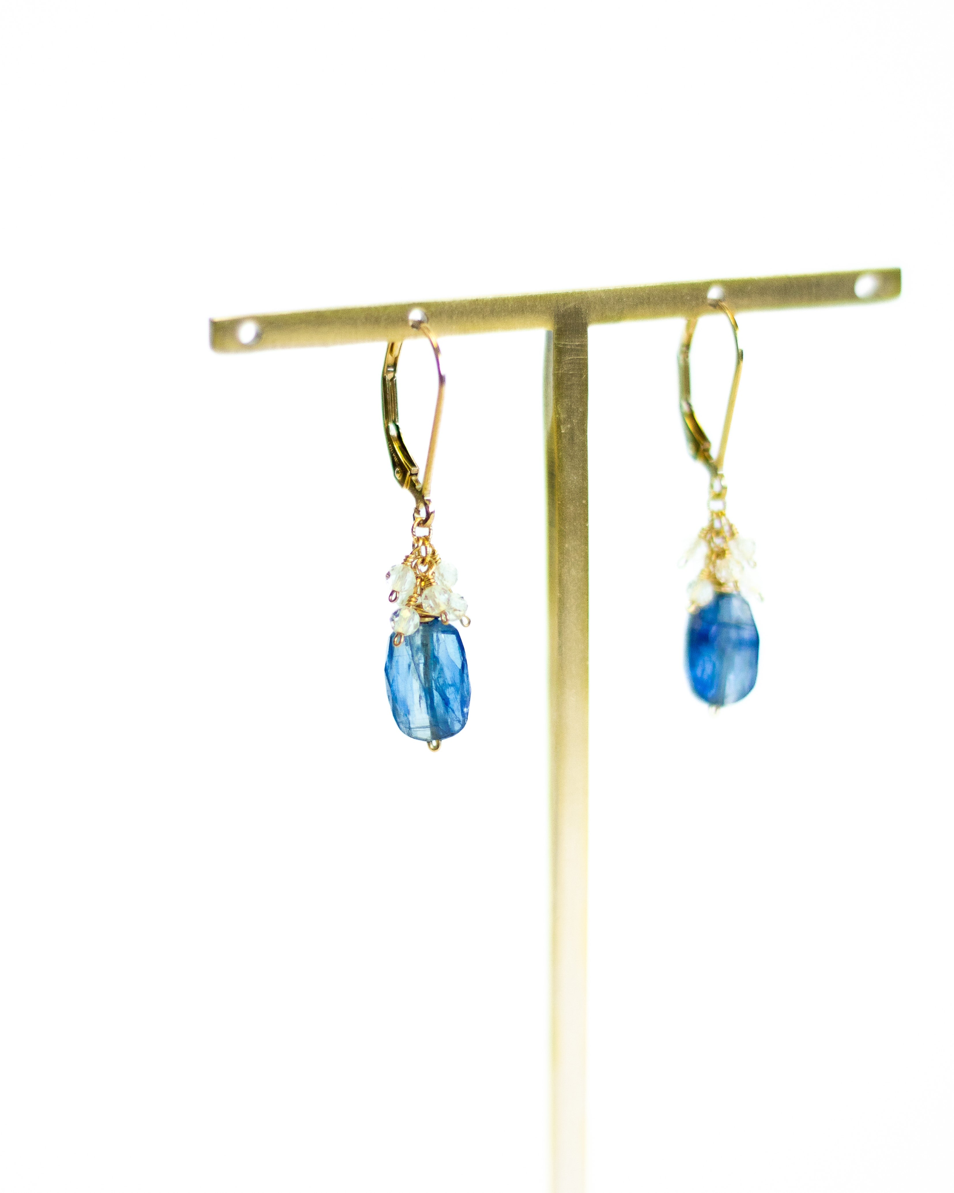 Blue Kyanite & Moonstone Earrings for Women - Handmade Dangle Jewelry by Julia Balestracci - Perfect for Weddings, Parties & Boho Fashion