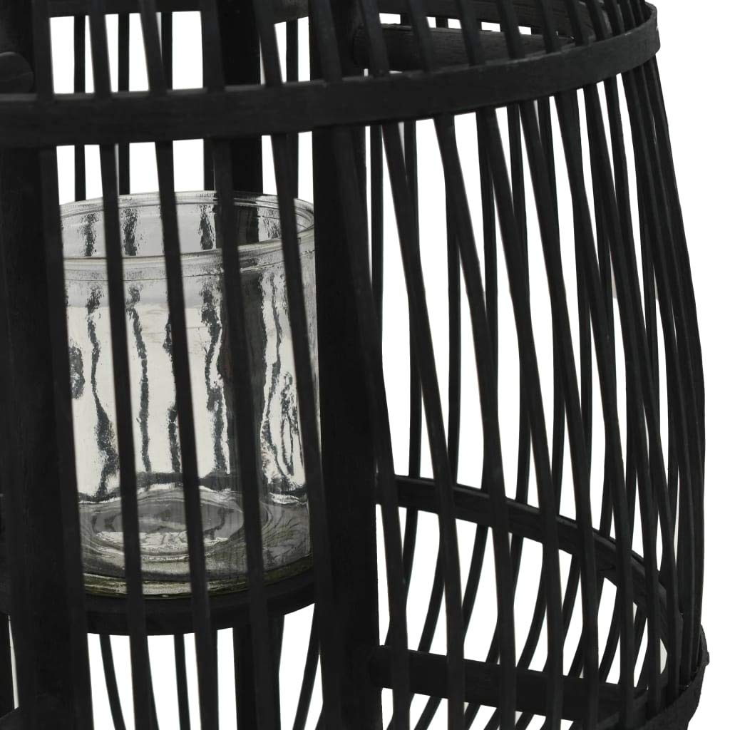 FAMIROSA Black Bamboo Freestanding Candle Lantern Holder - Outdoor Garden Decor, Patio Lighting, Wedding Centerpiece, Rustic Home Decoration