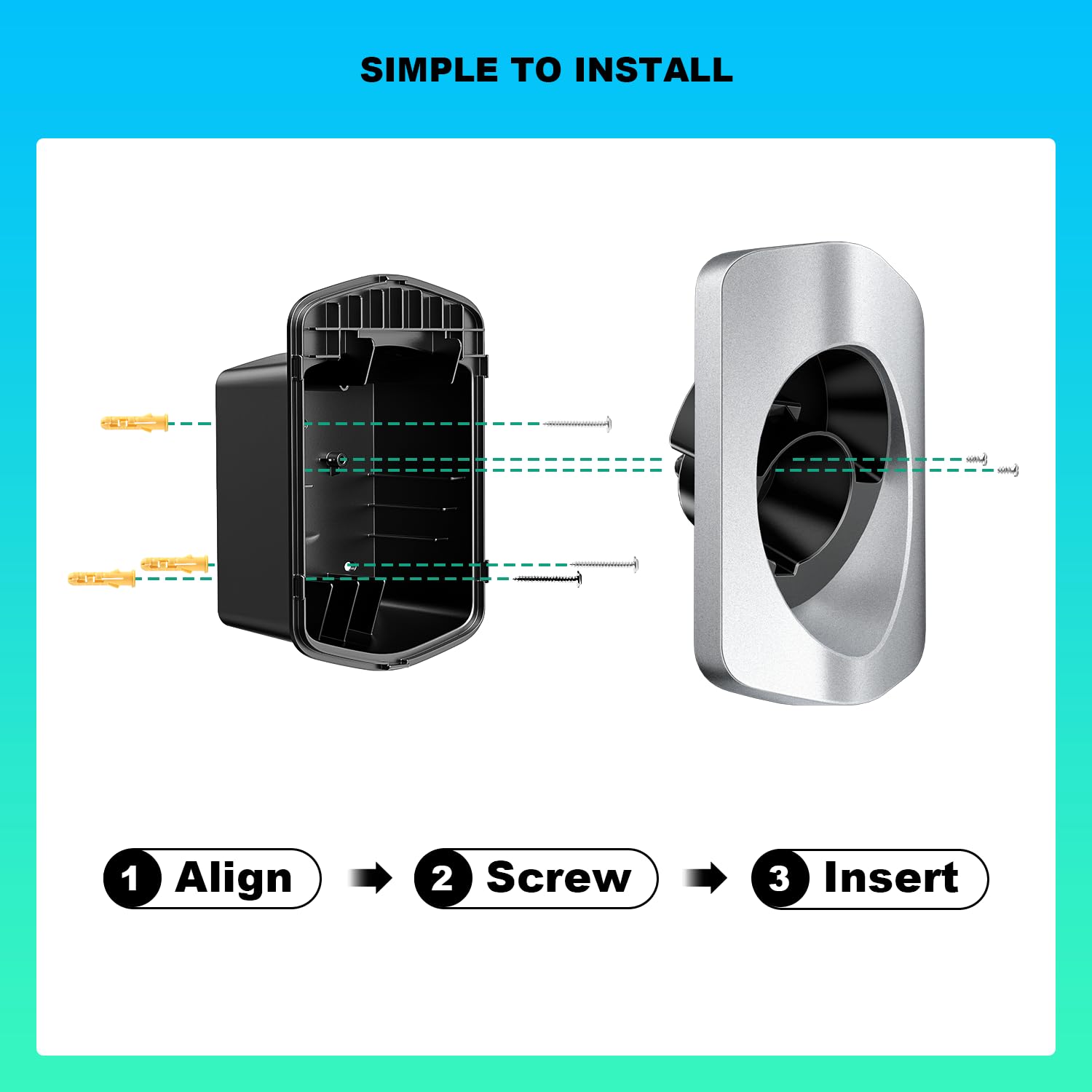 SAE J1772 EV Charger Holder - Wall Mount Holster Dock with Screws for Electric Vehicle Charging | Perfect for Home & Garage Organization