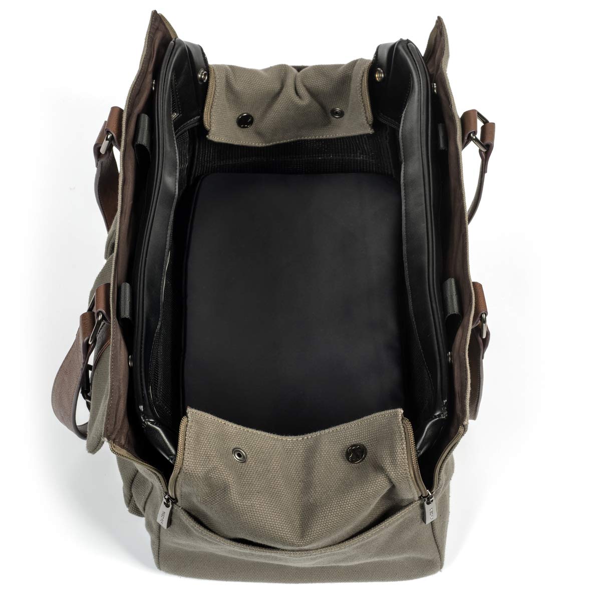 MISO PUP Interchangeable Base Pet Carrier Shell Tote - Weekend Canvas Green | Perfect for Travel, Outings & Vet Visits | Durable & Stylish Pet Accessory