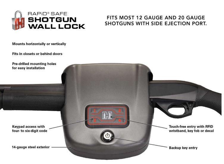 Hornady 98180 RAPID RFID Safe Shotgun Wall Lock - Secure Firearm Storage for Home & Gun Cabinets - Perfect for Bedroom, Closet, and Hunting Gear Protection