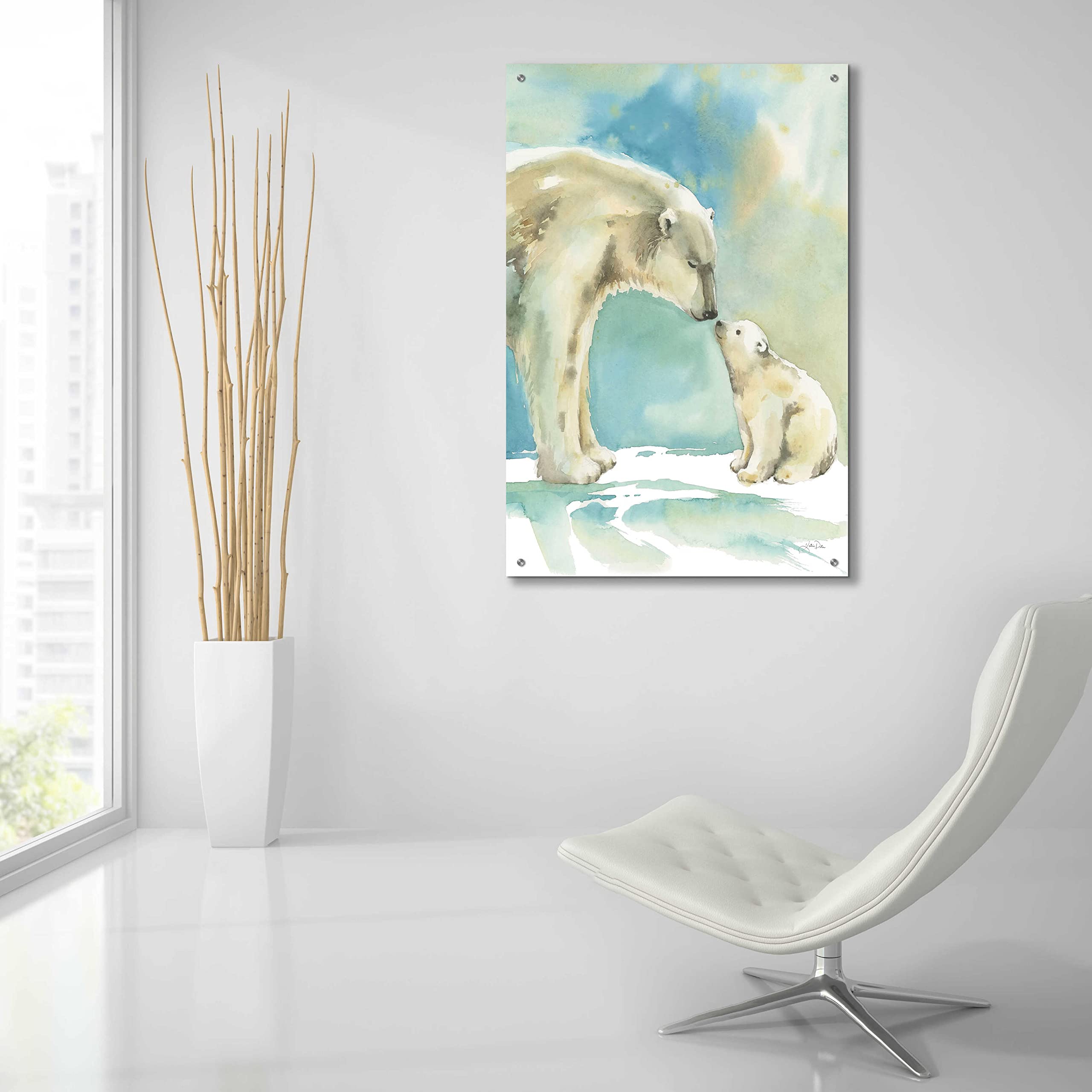 Polar Bear Love Acrylic Glass Wall Art by Katrina Pete - 24x36 Inches Modern Home Decor for Living Room, Bedroom & Office